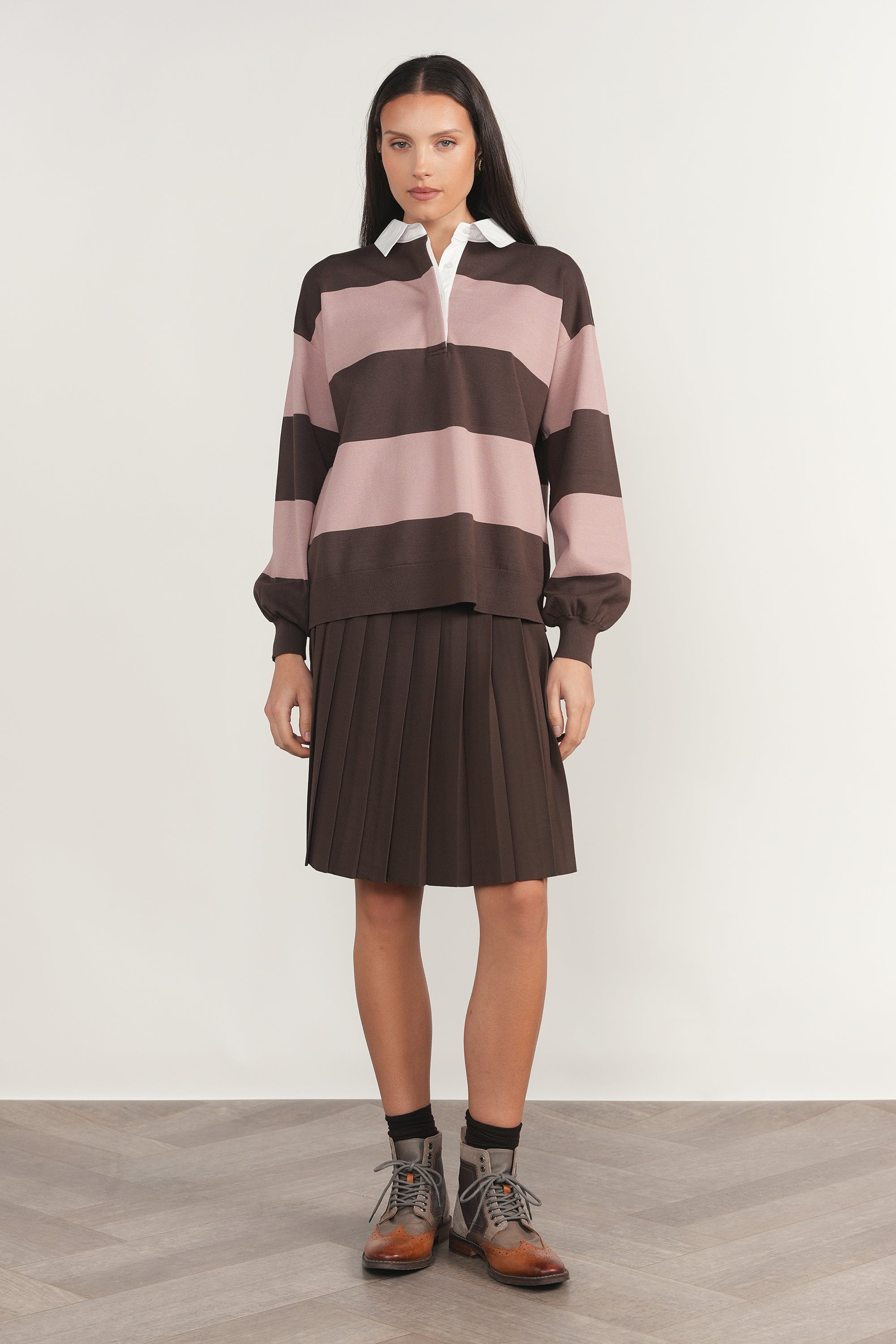Ness Sweater in Fudge / Dusty Rose