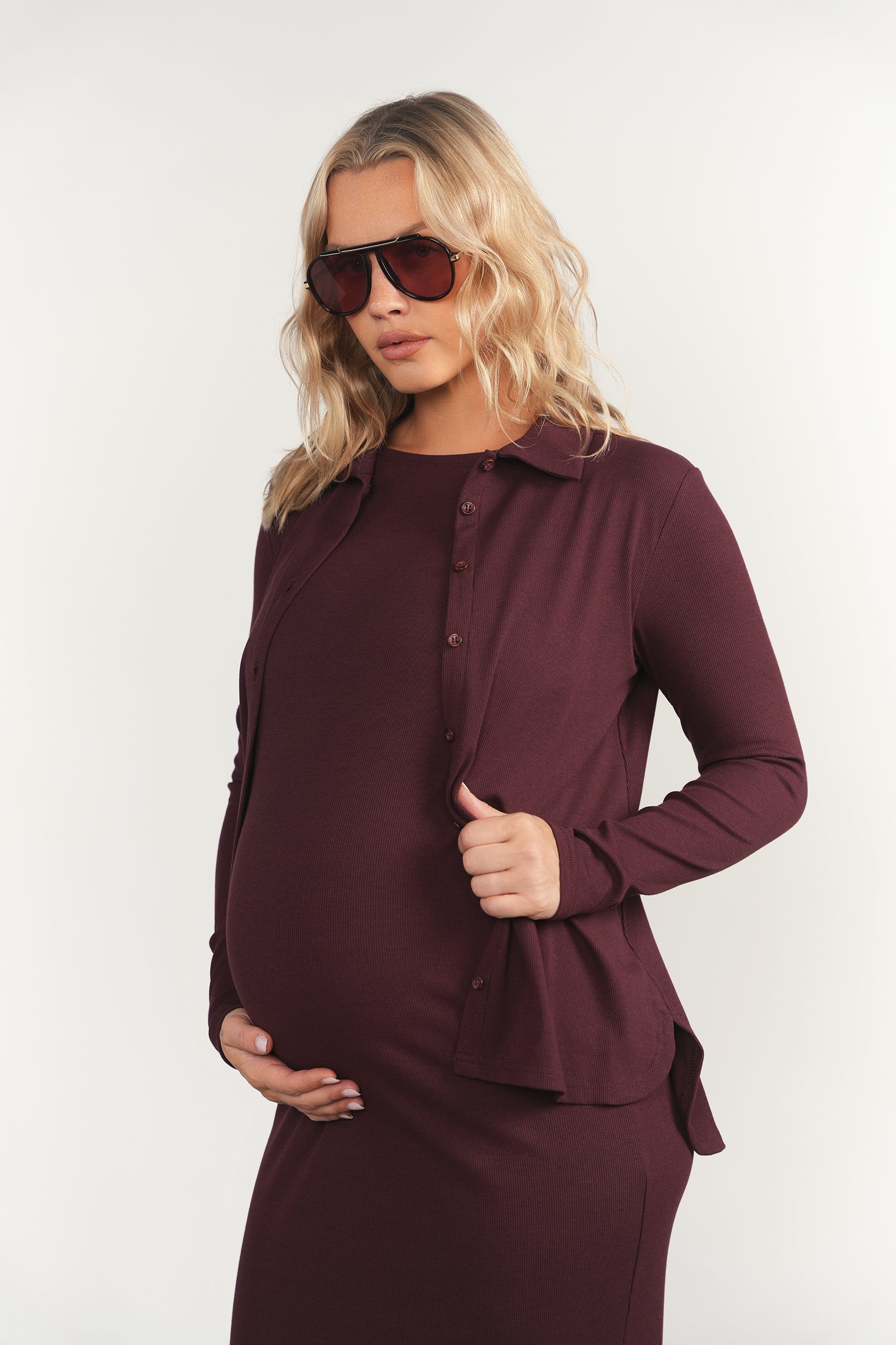 Pierre Maternity Dress in Deep Rouge