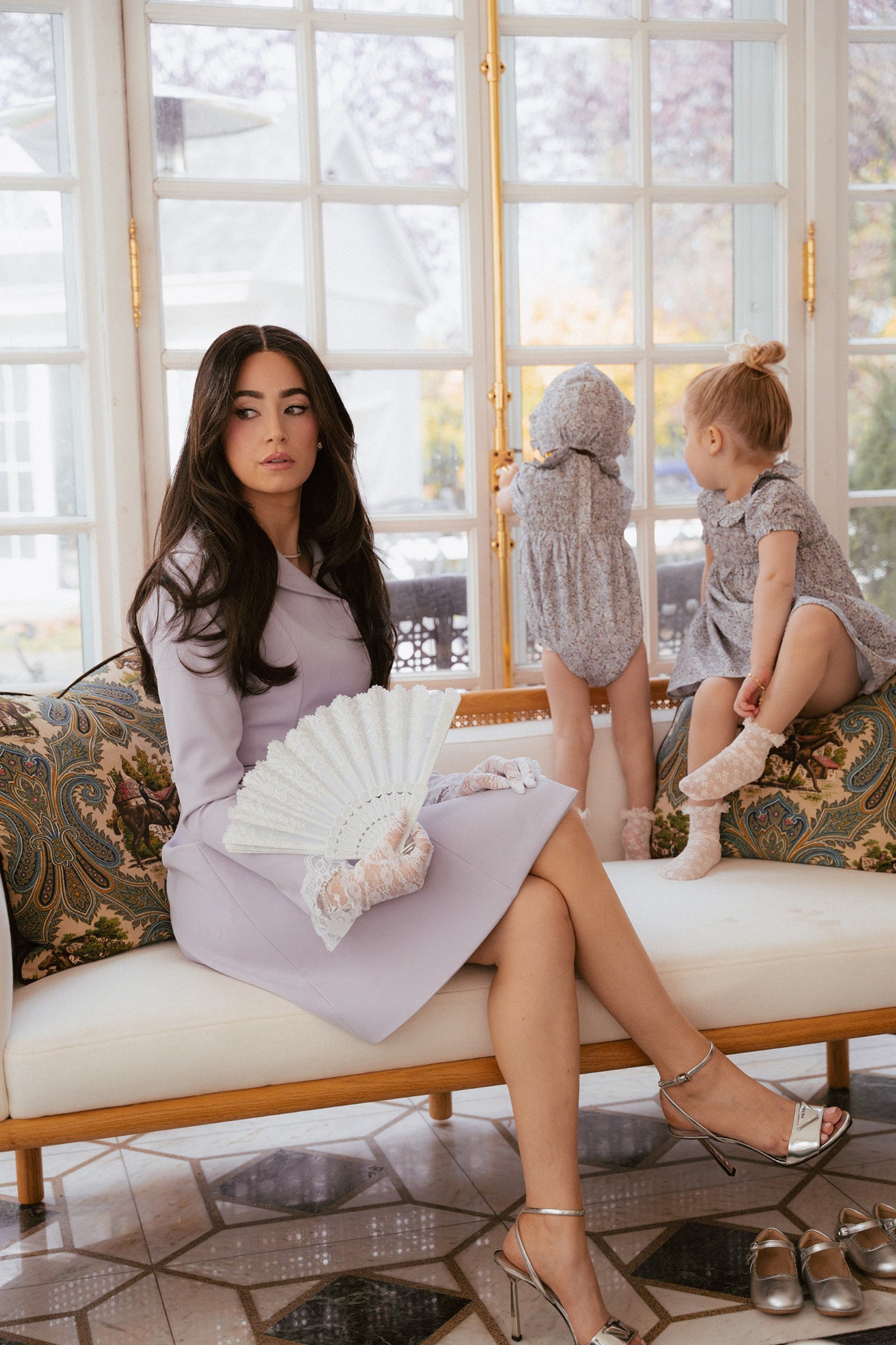 Whitmore Romper + Bonnet in Lilac Floral