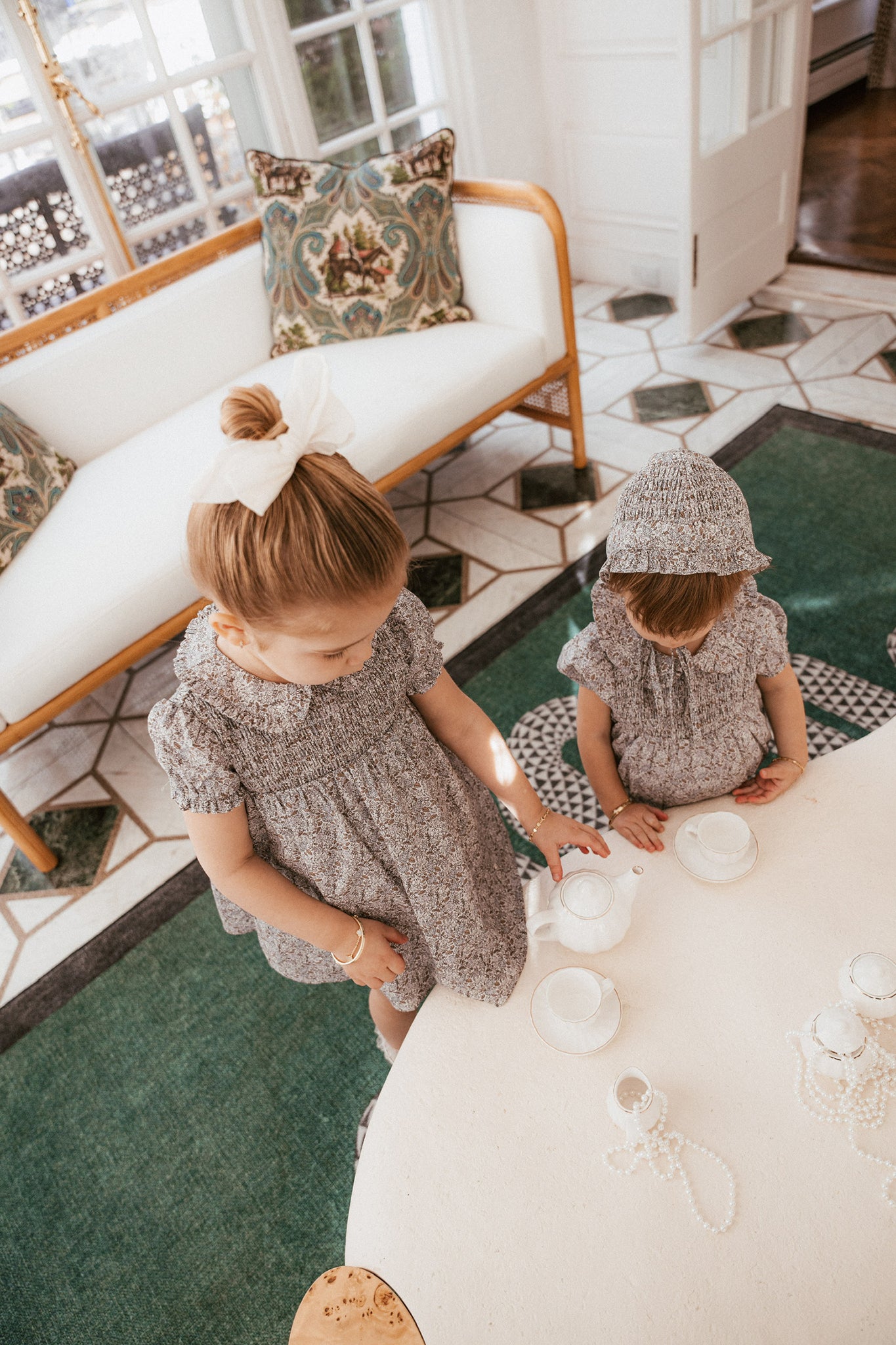 Whitmore Romper + Bonnet in Lilac Floral