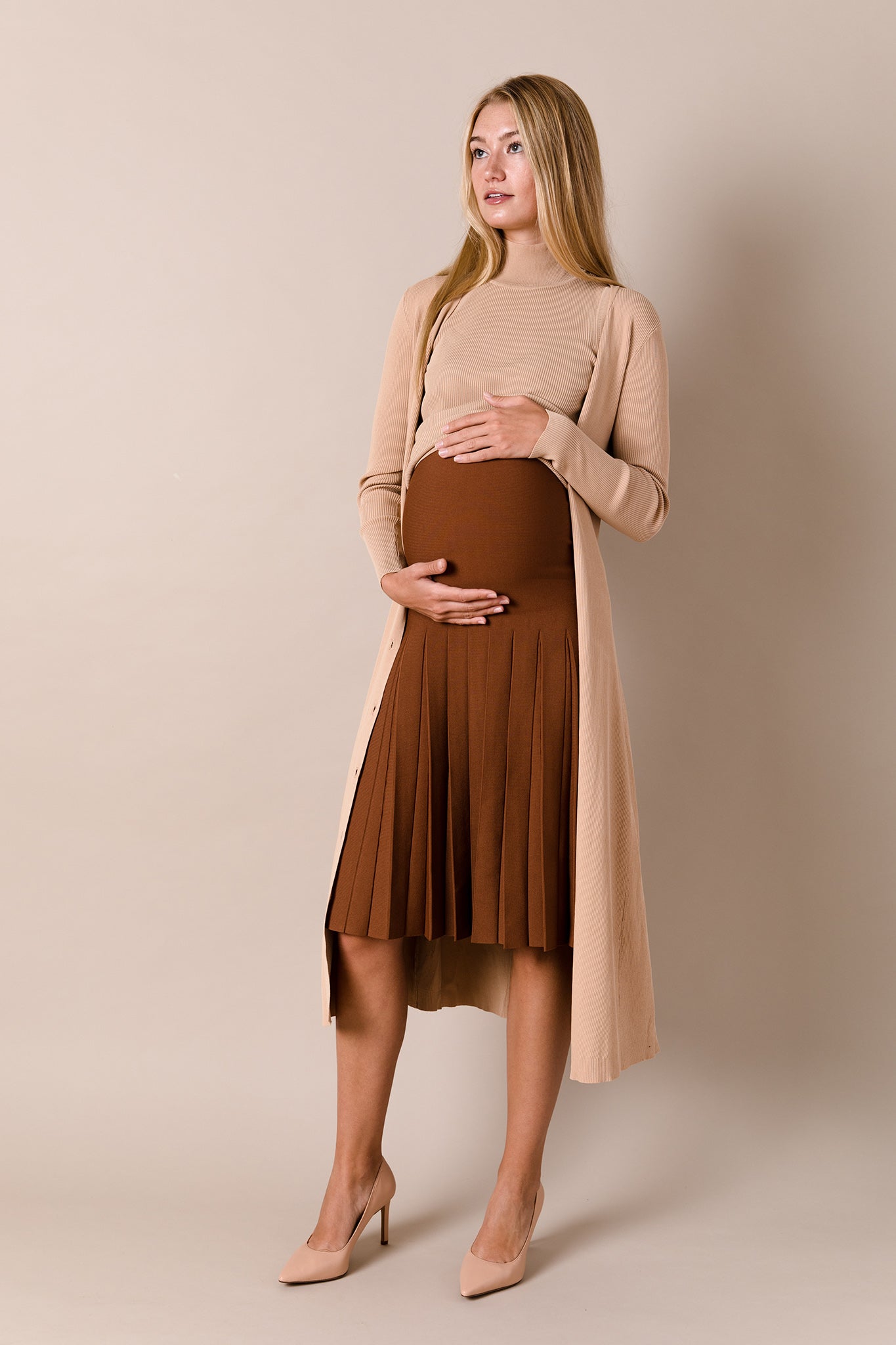 The Maternity Infinity Skirt in Caramel