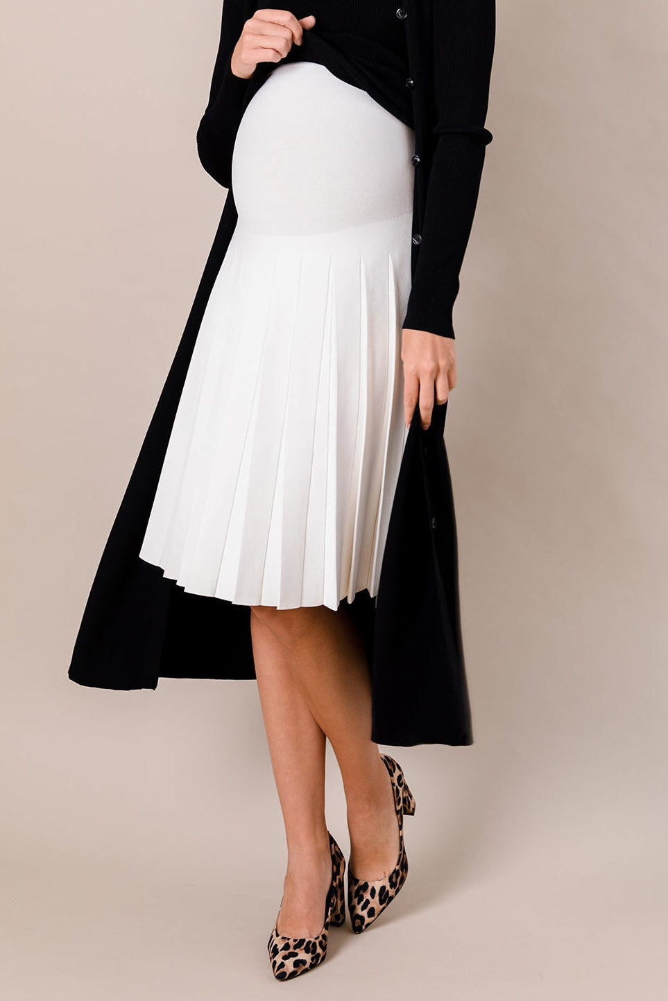 Apparalel Maternity Infinity Skirt, Soft White, Petite, M, Viscose Nylon Blend, Machine Washable