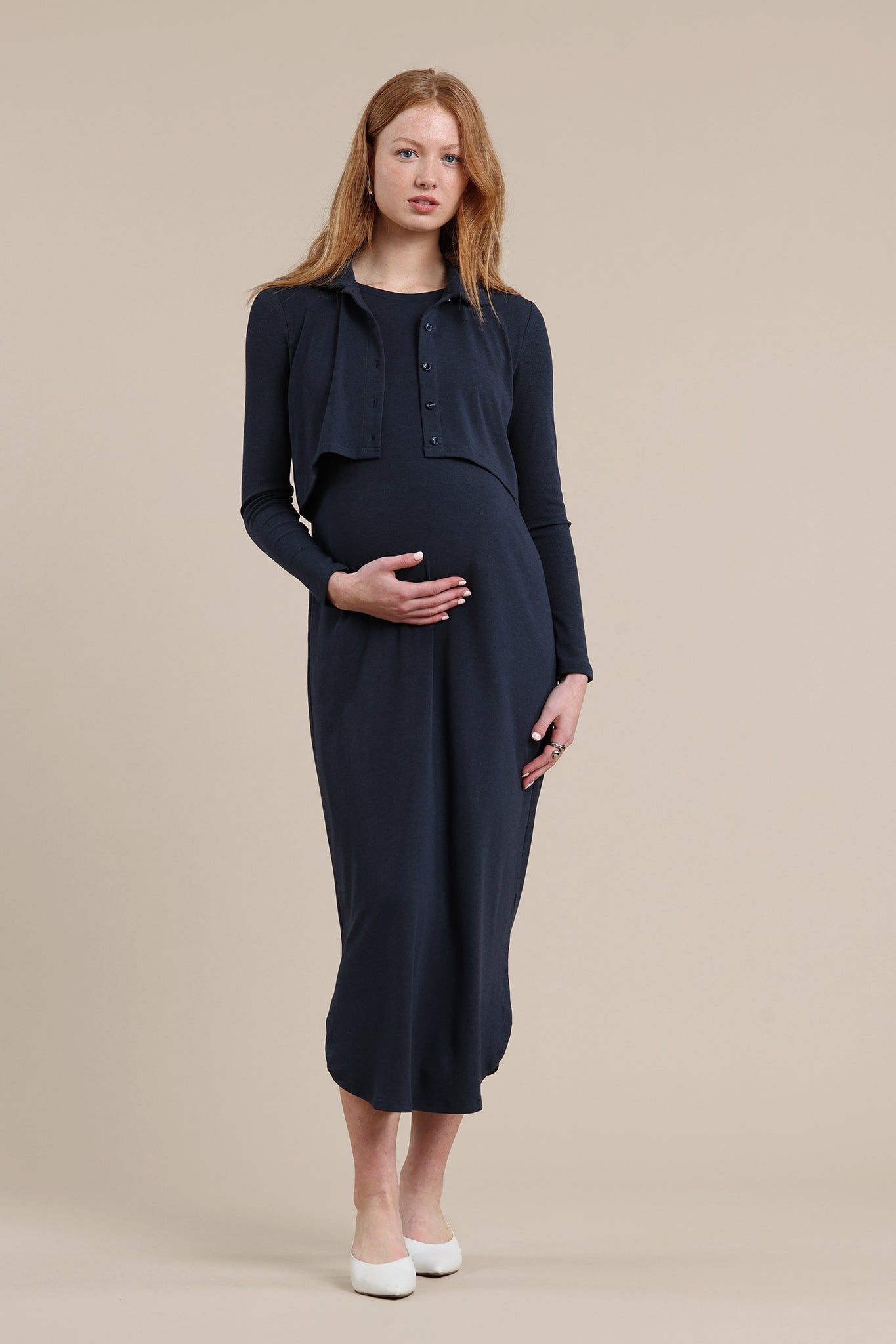 Adele Maternity Dress in Dark Blue