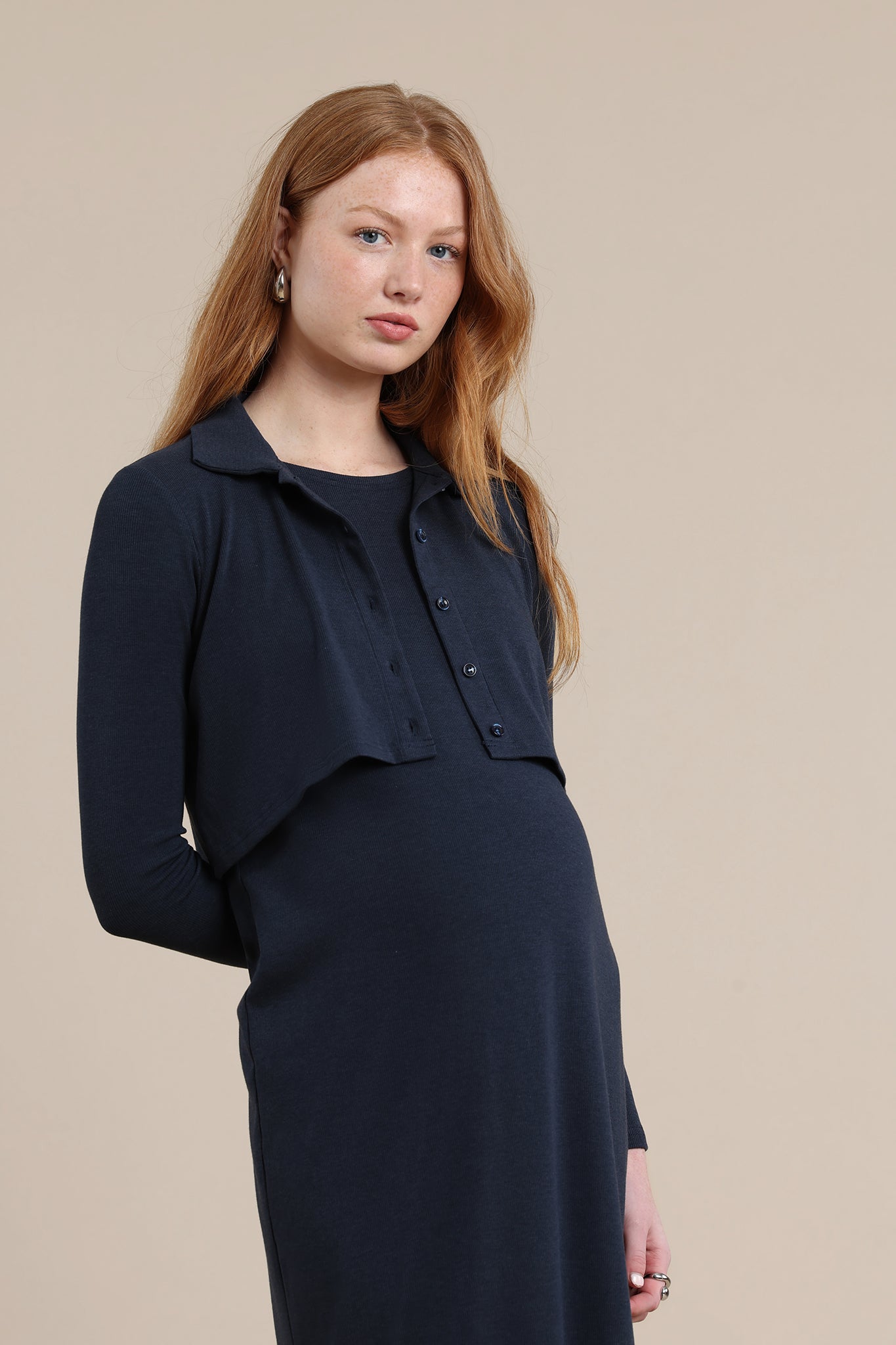 Adele Maternity Dress in Dark Blue