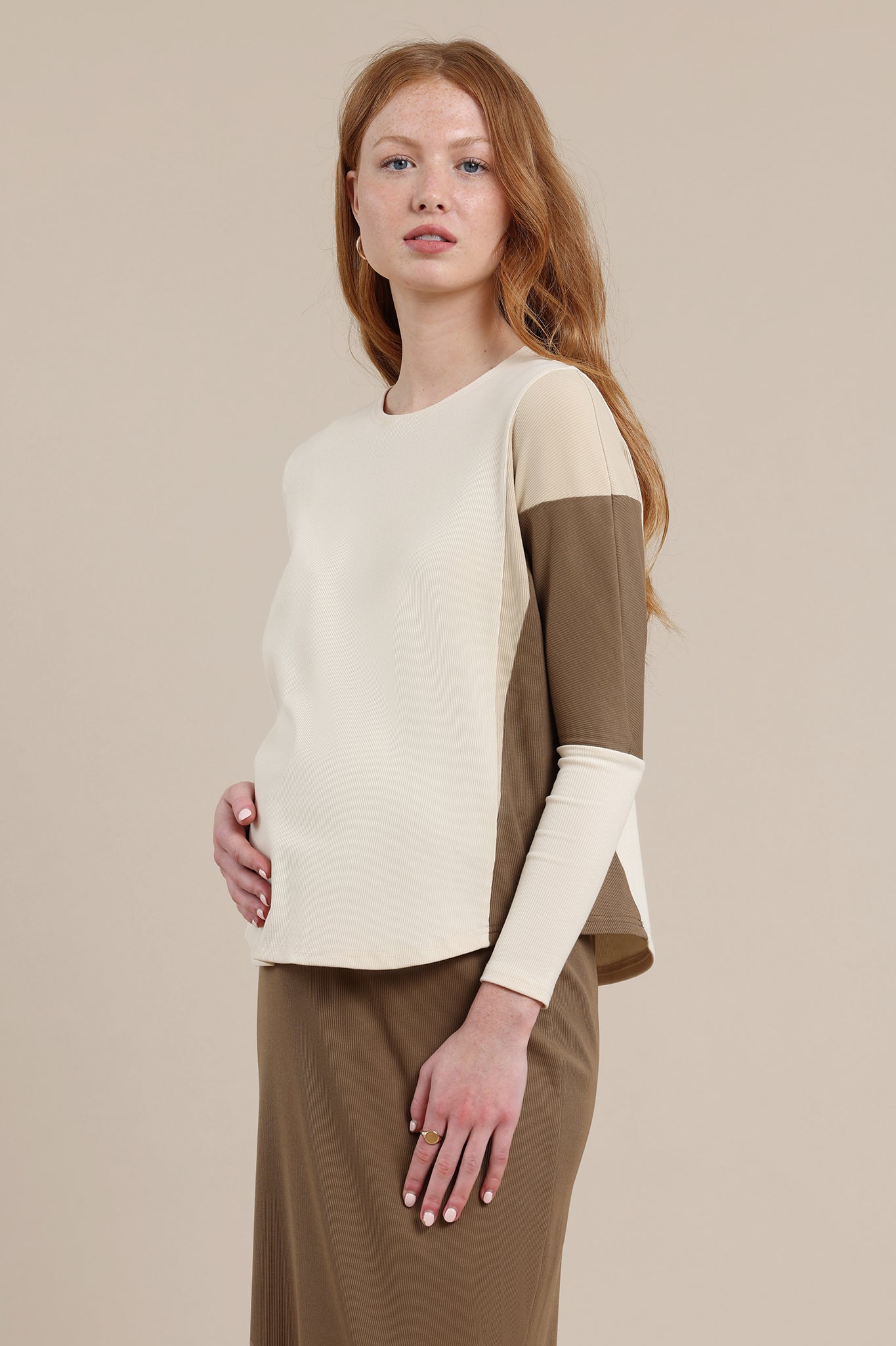 Laurel Top in Mocha/Cream Mix