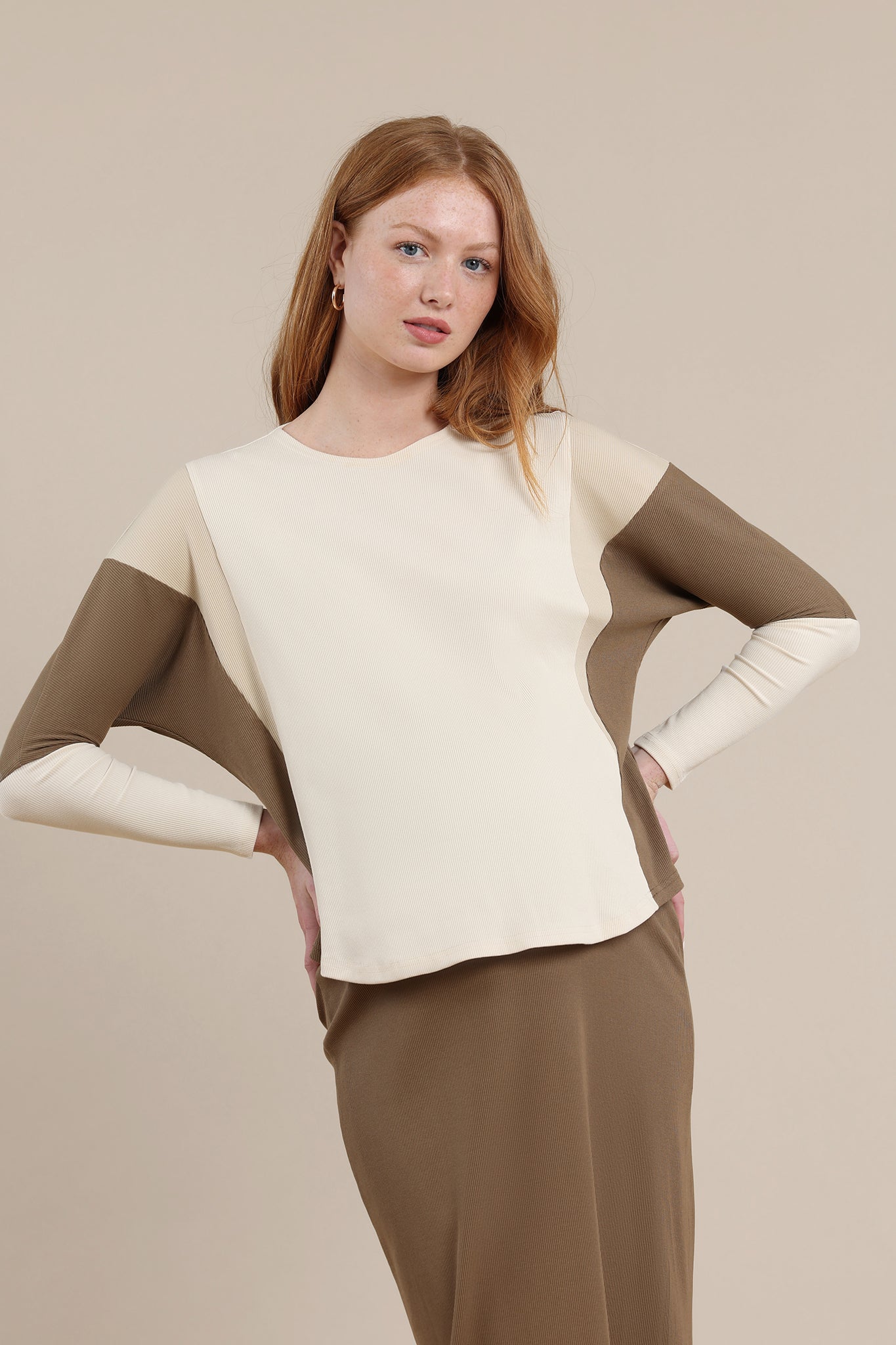 Laurel Top in Mocha/Cream Mix