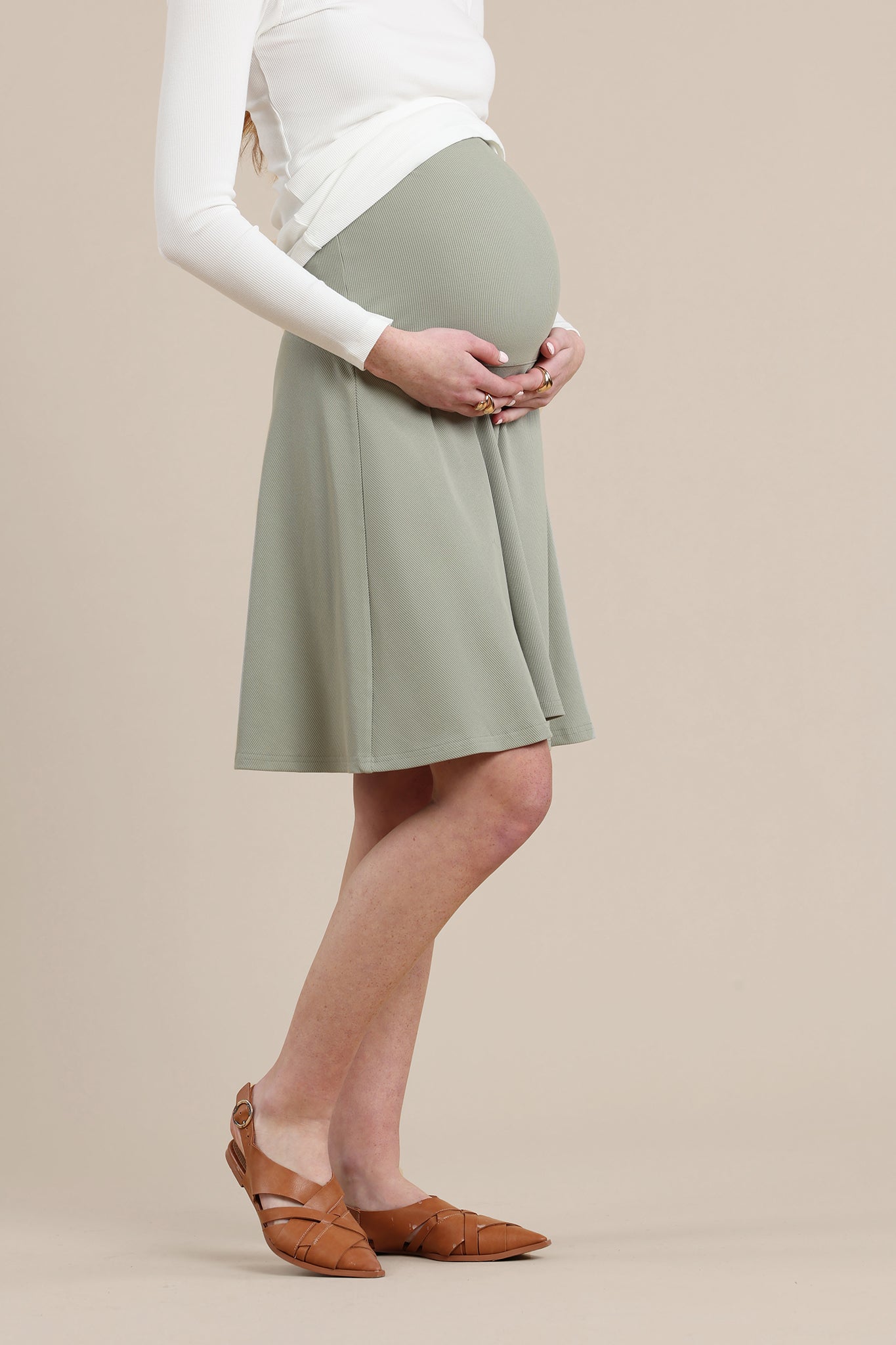 Amethyst Maternity Skirt in Light Sage