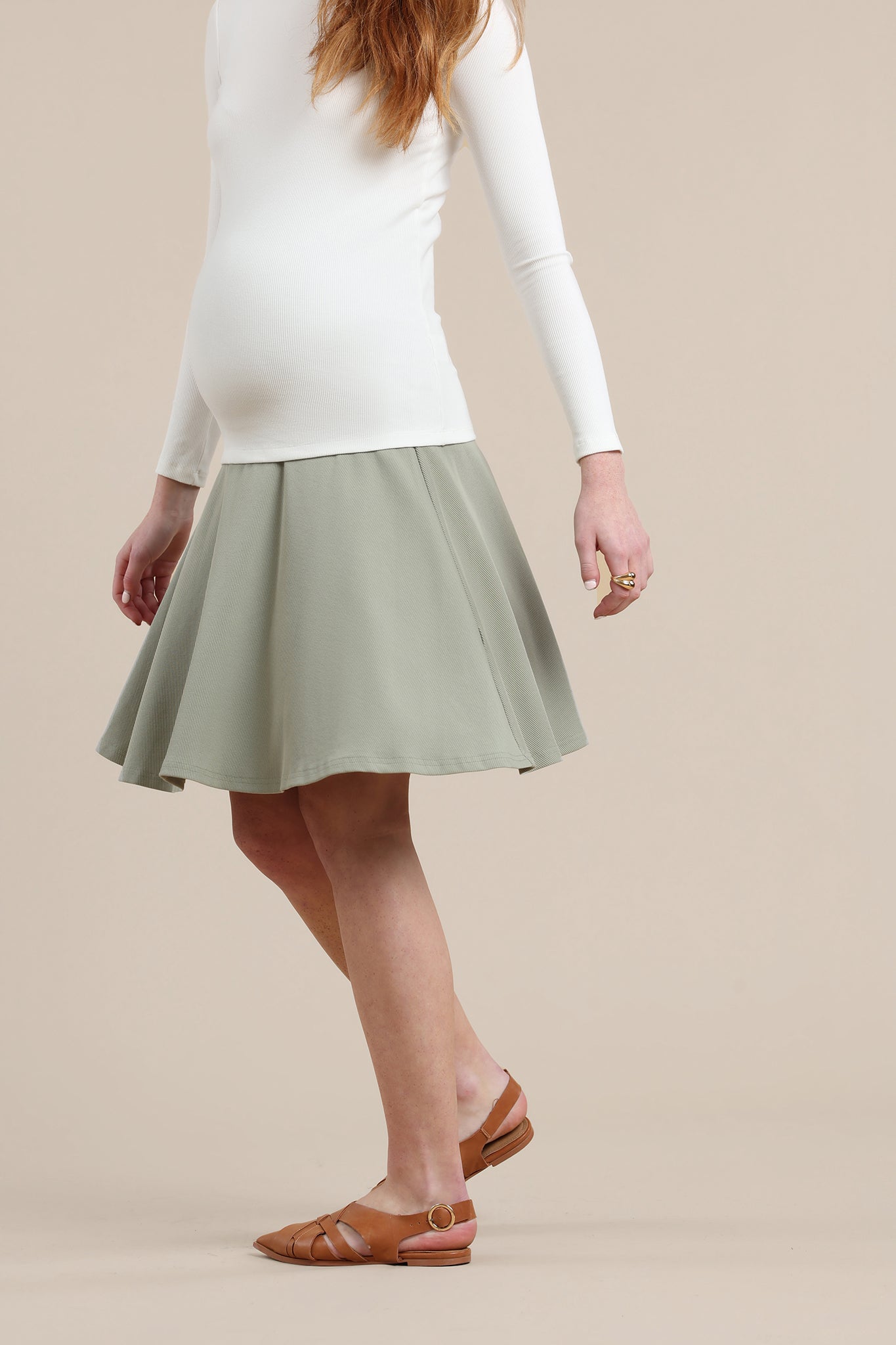 Amethyst Maternity Skirt in Light Sage
