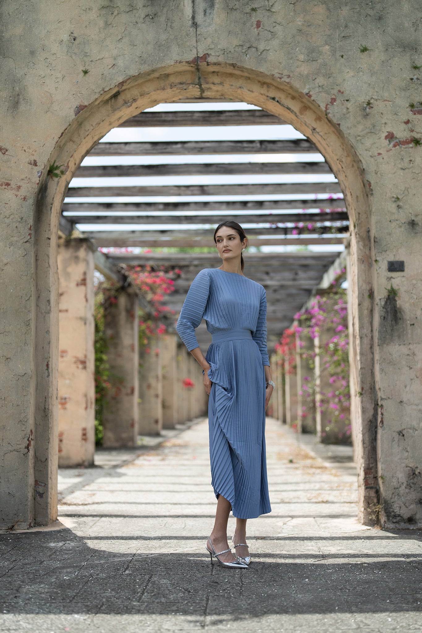 Zarah Dress in Steel Blue