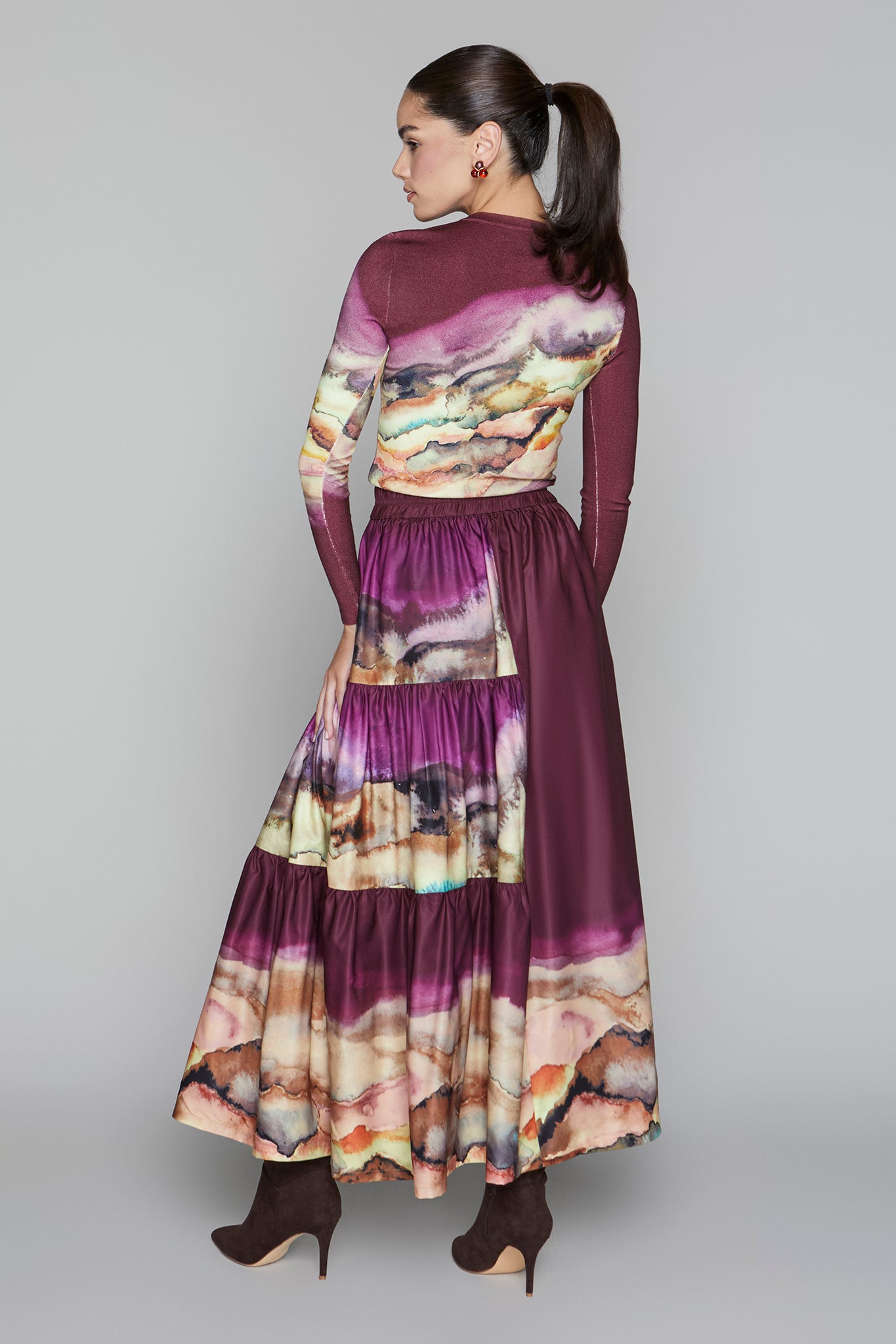 Wells Skirt in Merlot Ombre