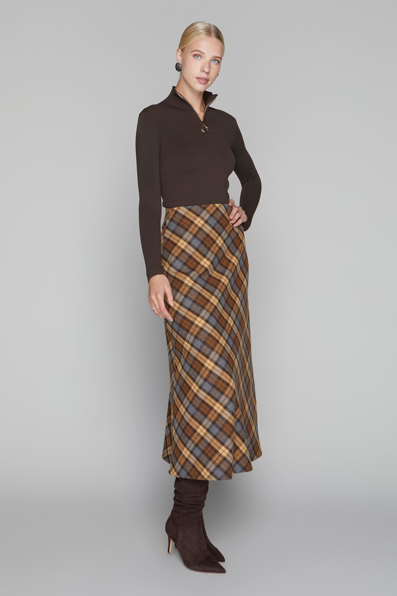 Briar Maxi Skirt in Cocoa / Cinnamon Plaid