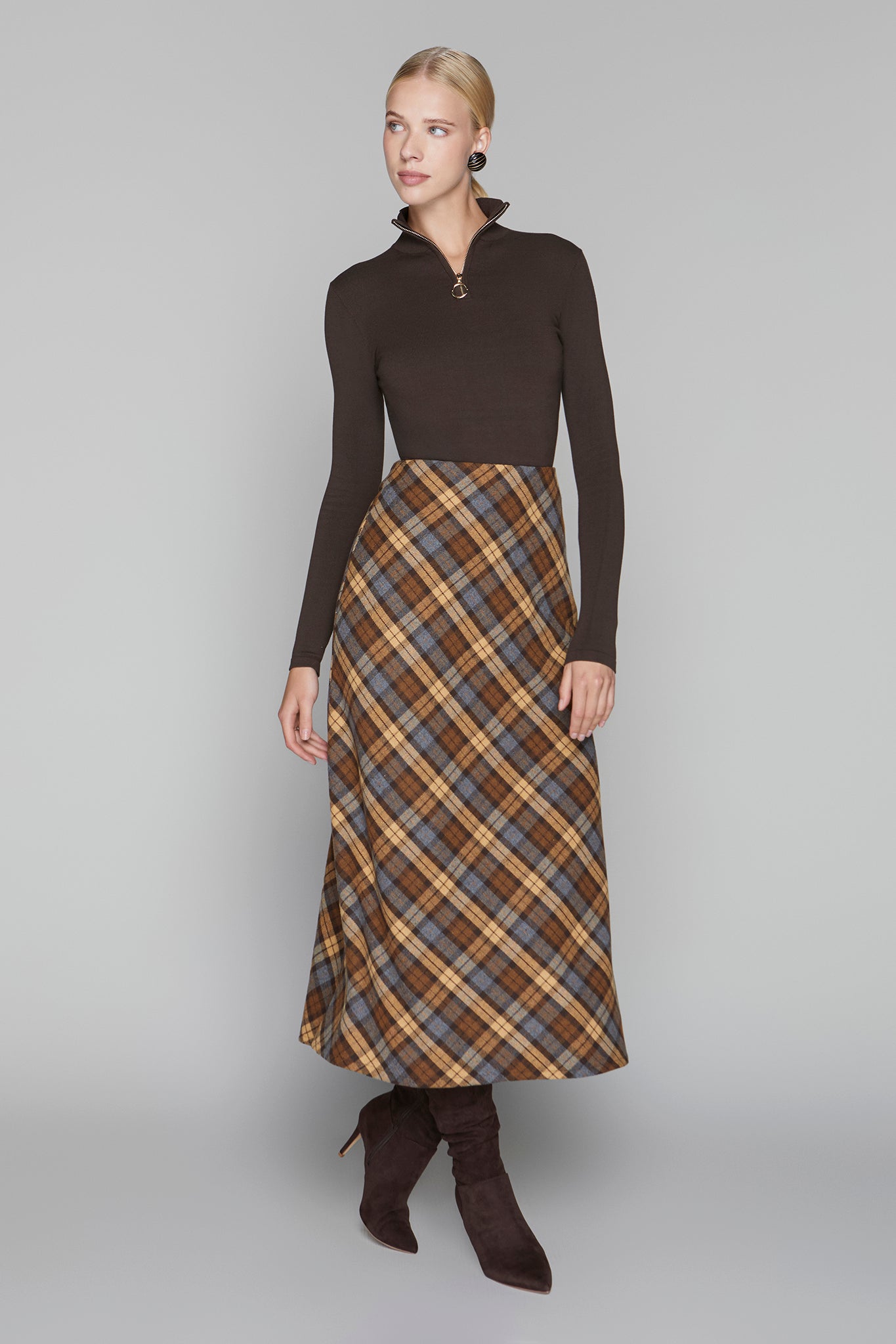 Briar Maxi Skirt in Cocoa / Cinnamon Plaid