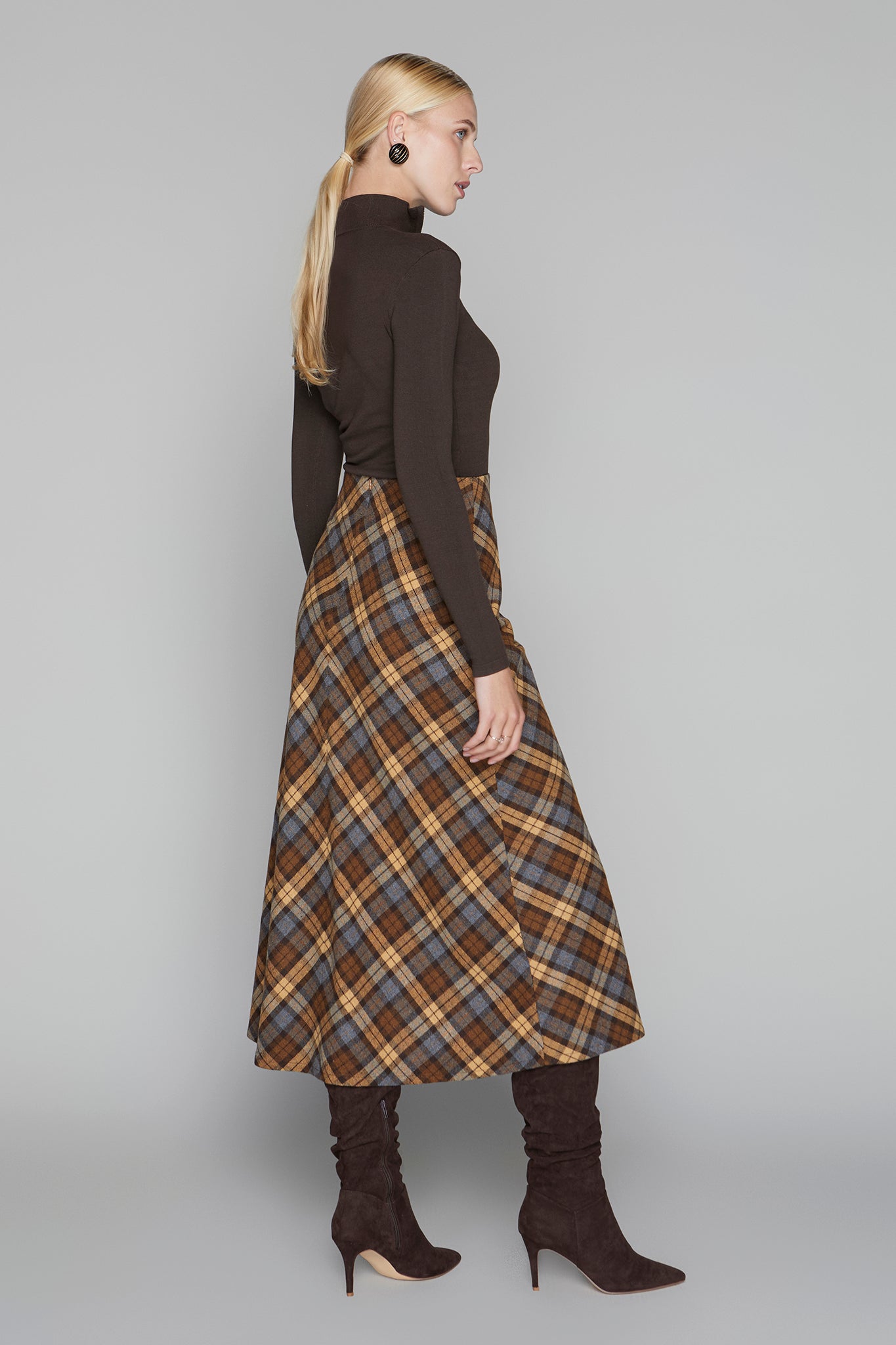 Briar Maxi Skirt in Cocoa / Cinnamon Plaid