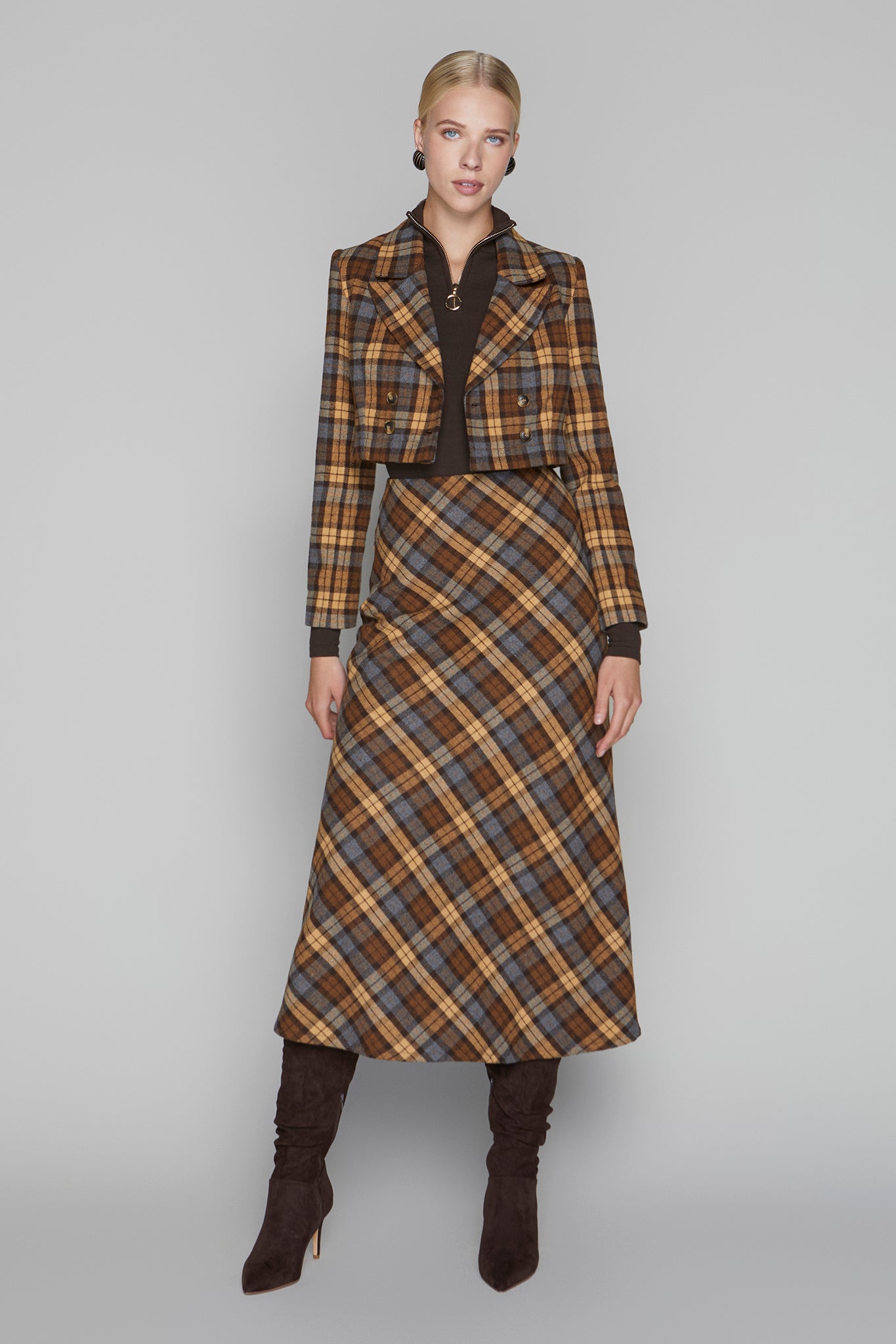 Briar Maxi Skirt in Cocoa / Cinnamon Plaid
