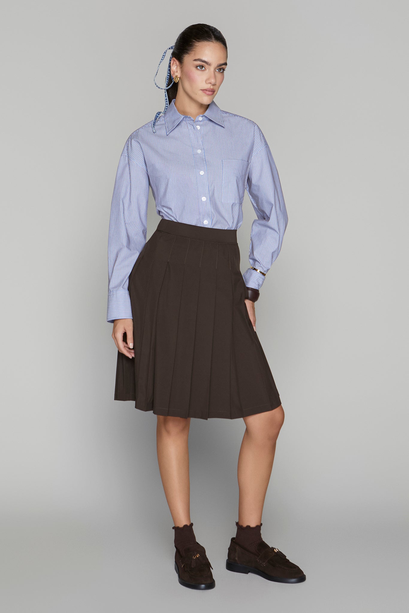 Spencer Blouse in Blue Pinstripe