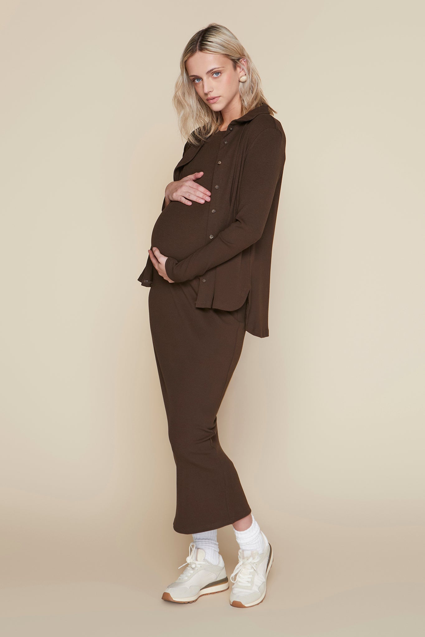 Pierre Maternity Dress in Rustic Brown