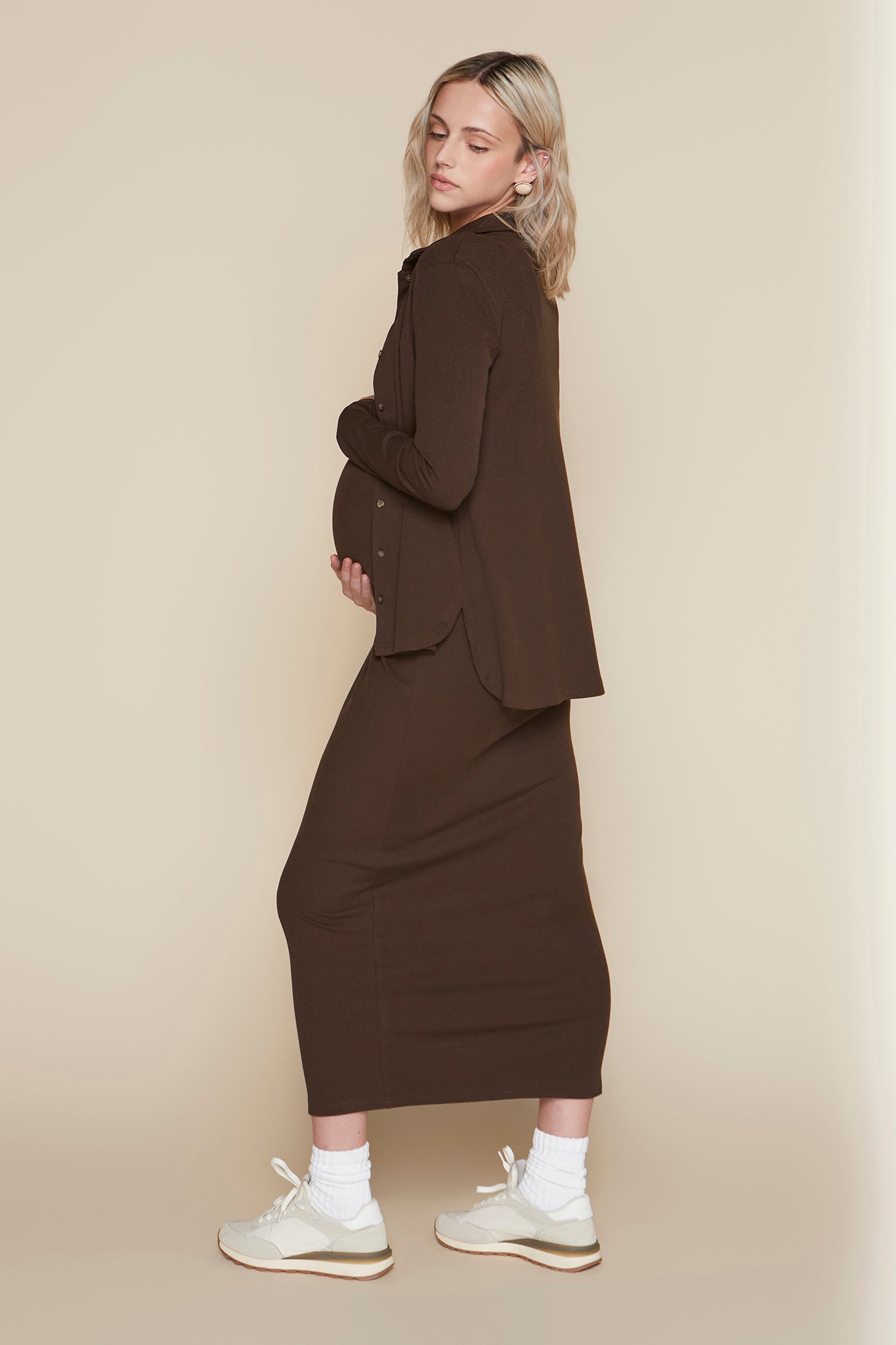 Pierre Maternity Dress in Rustic Brown