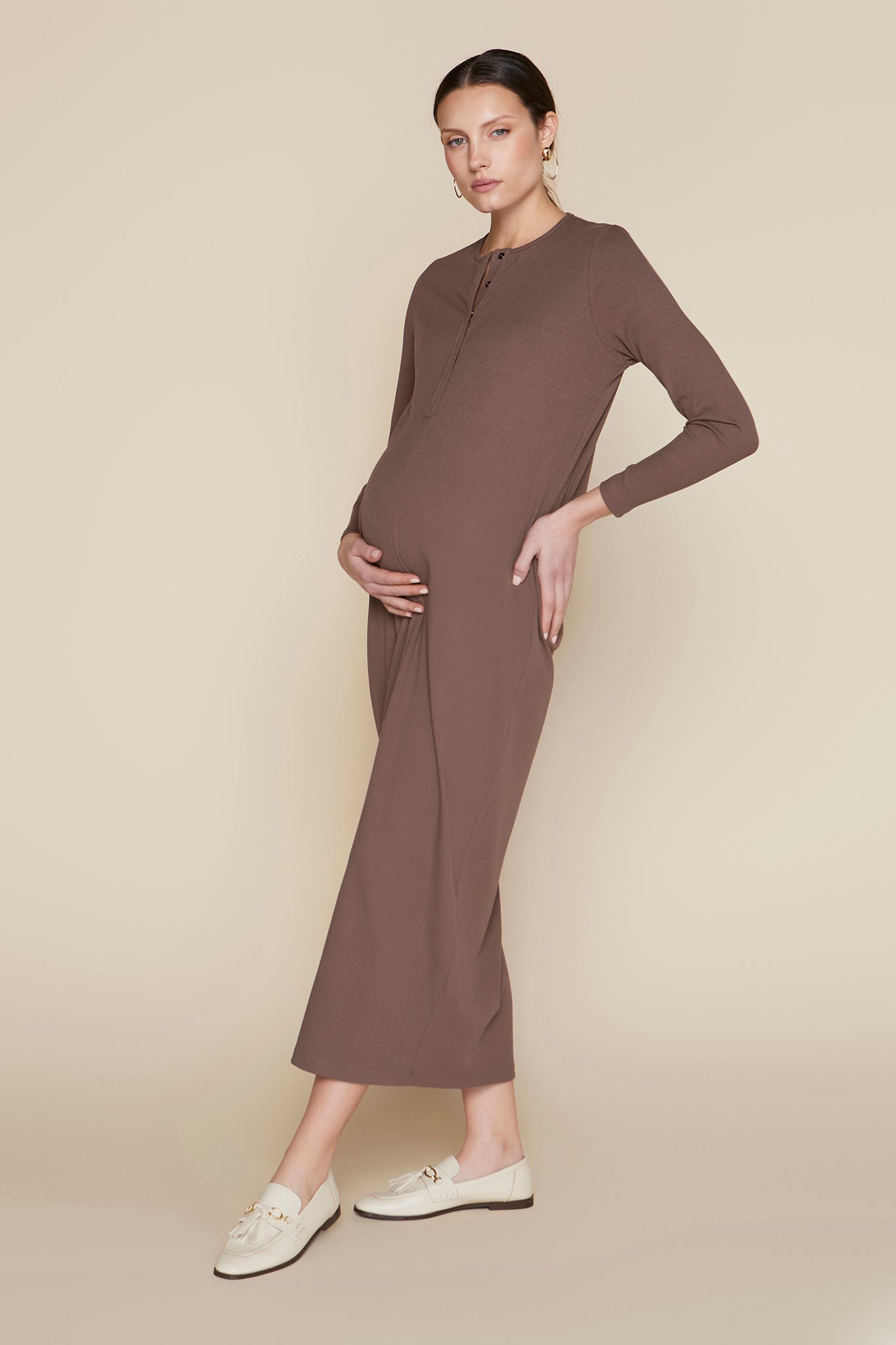 Avon Maternity Dress in Hazelnut