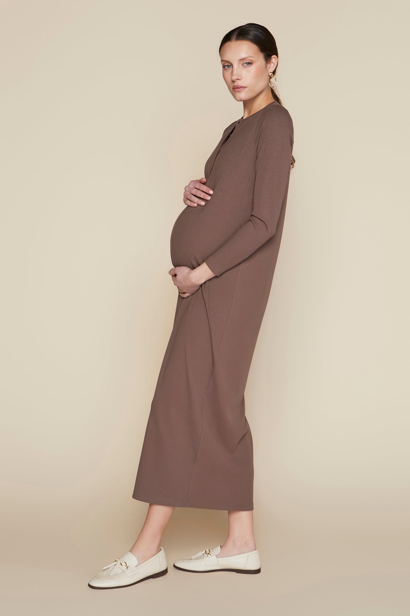 Avon Maternity Dress in Hazelnut