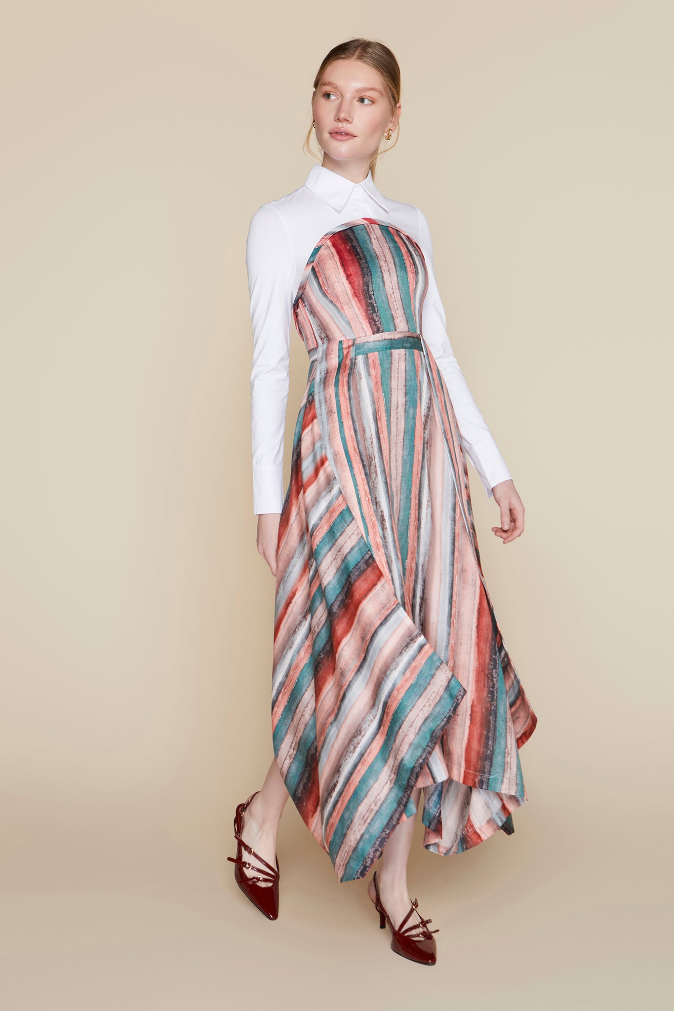 Malaga Dress in Pastel Stripe