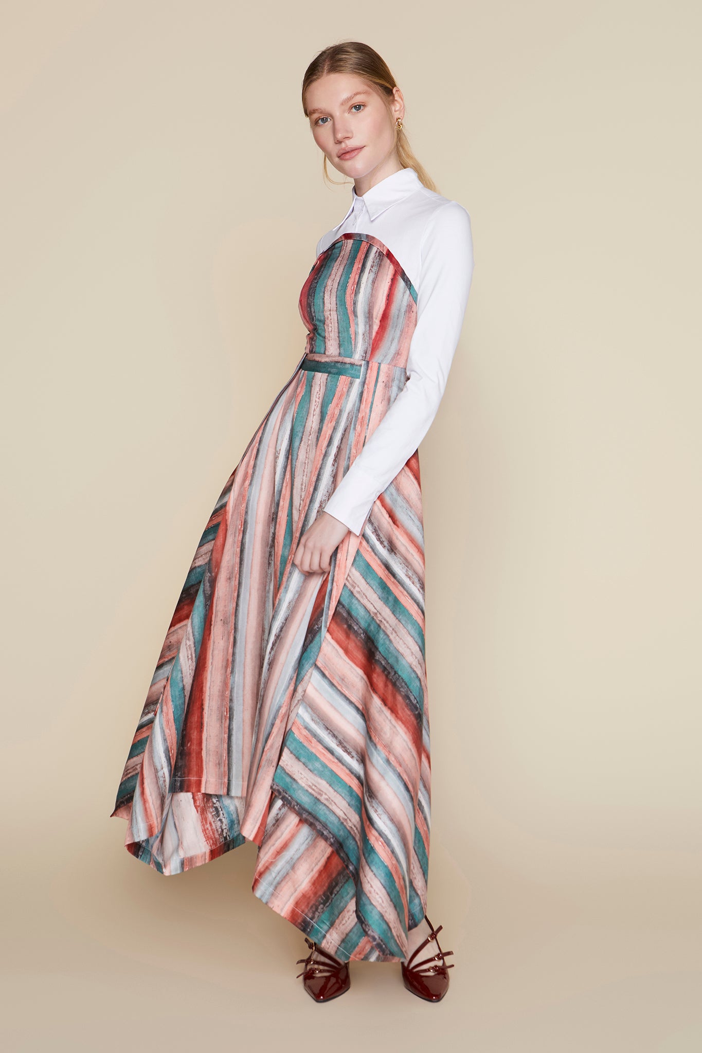 Malaga Dress in Pastel Stripe