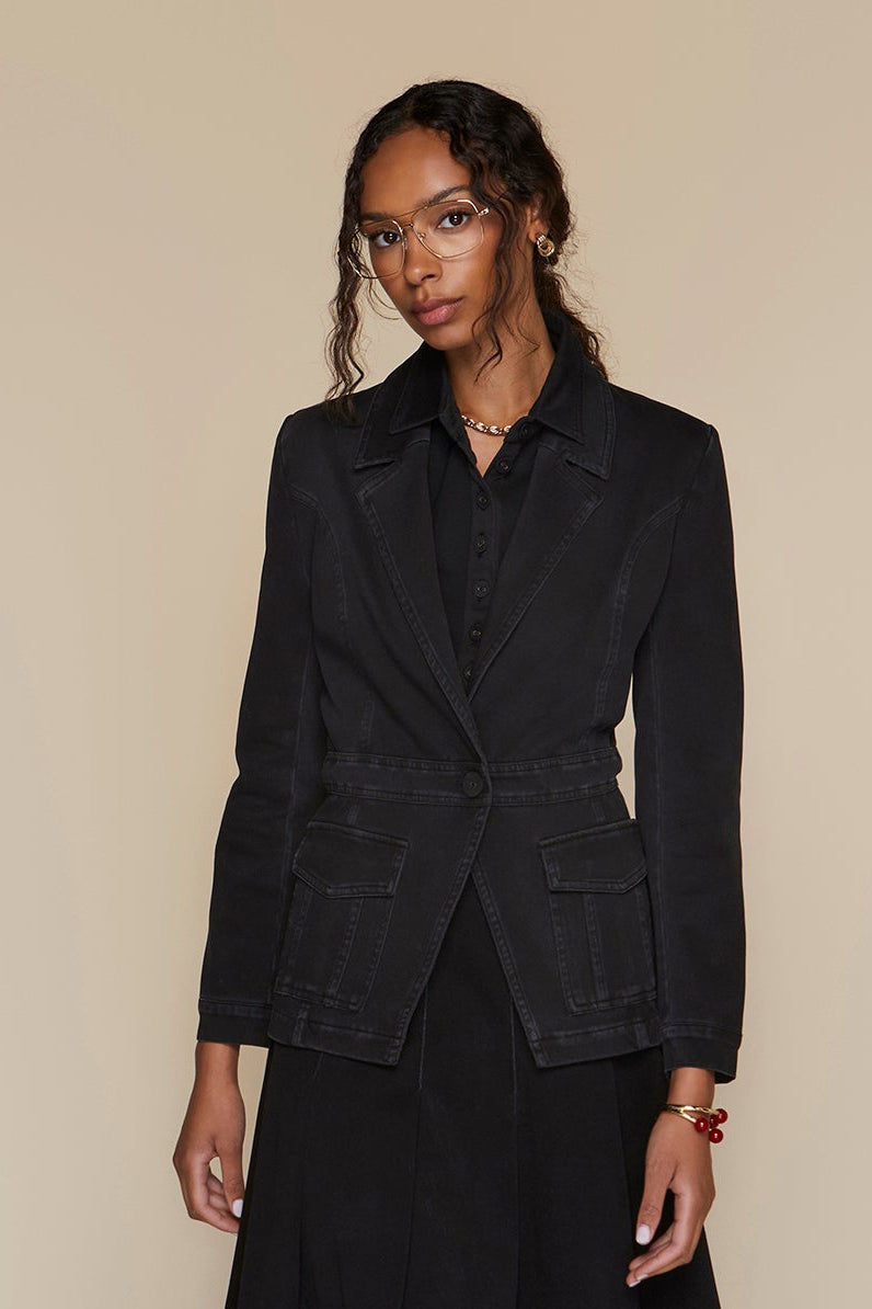 Waldorf Blazer in Black Denim