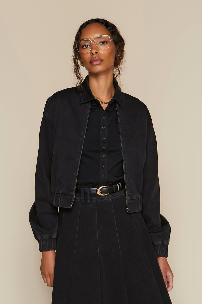 Ebro Bomber in Black Denim