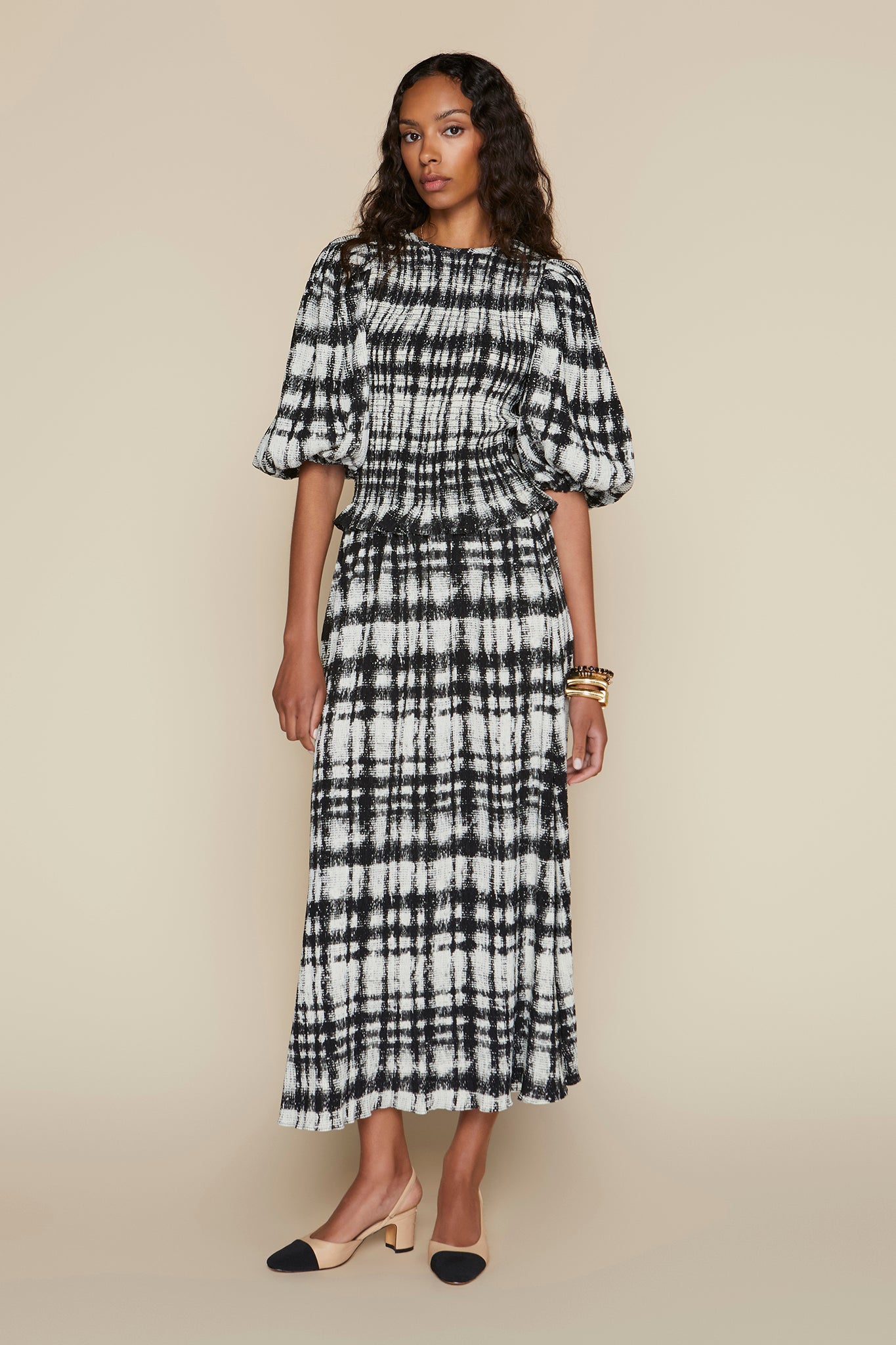 Tavira Top in Blurred Grid