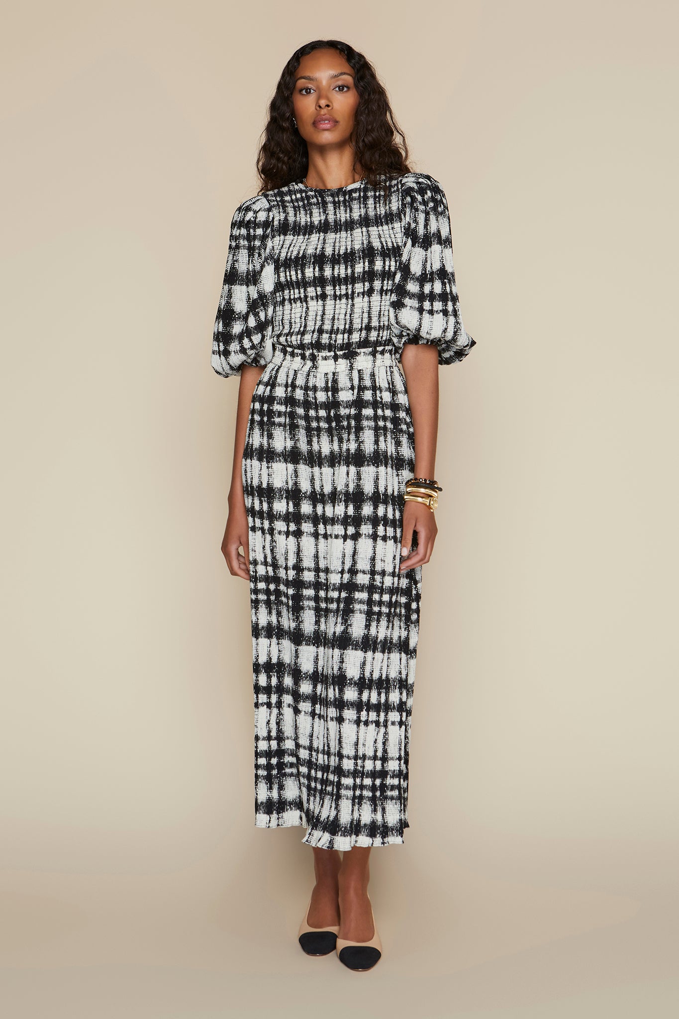Tavira Top in Blurred Grid