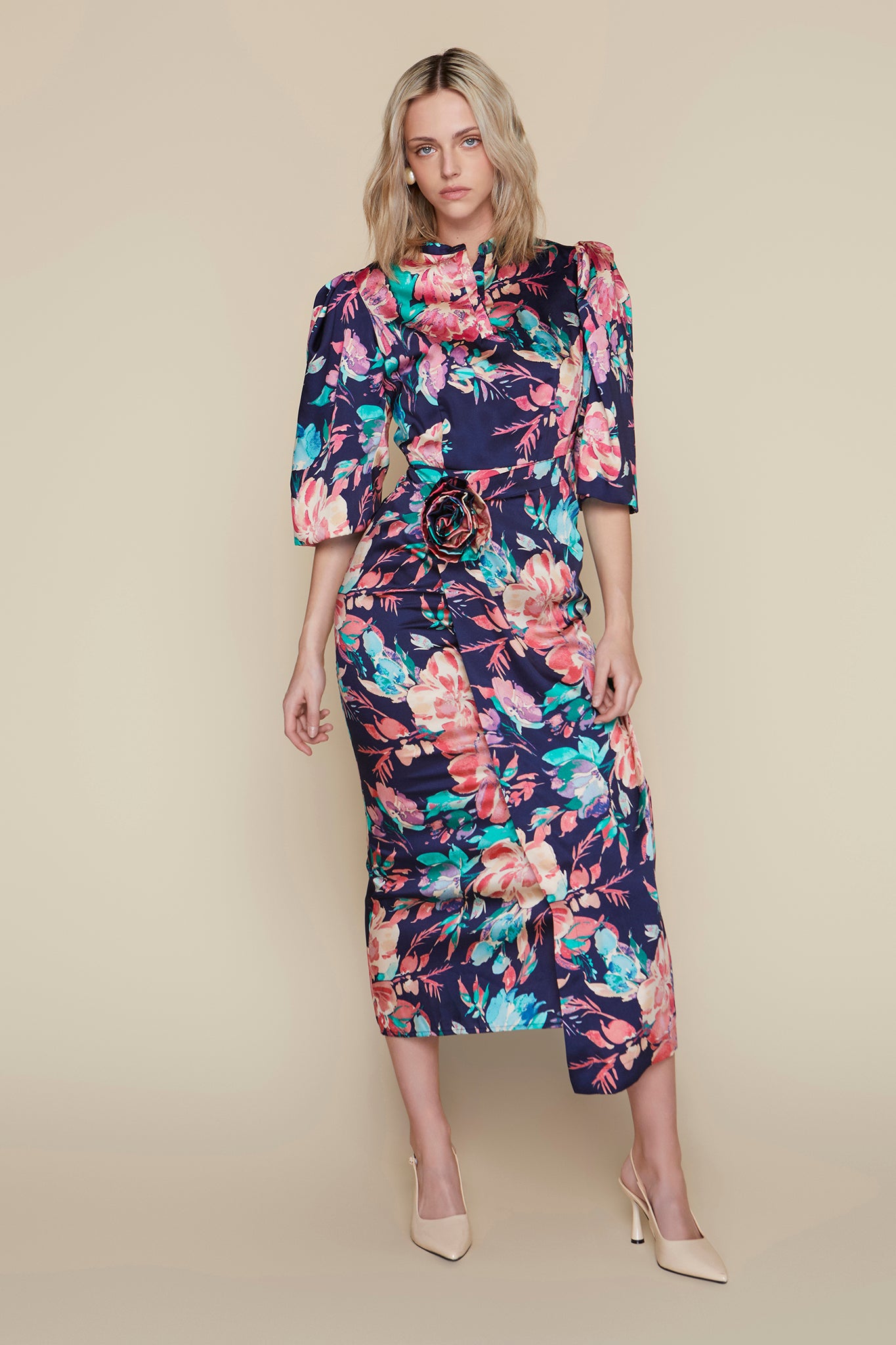 Boyne Dress in Indigo Garden