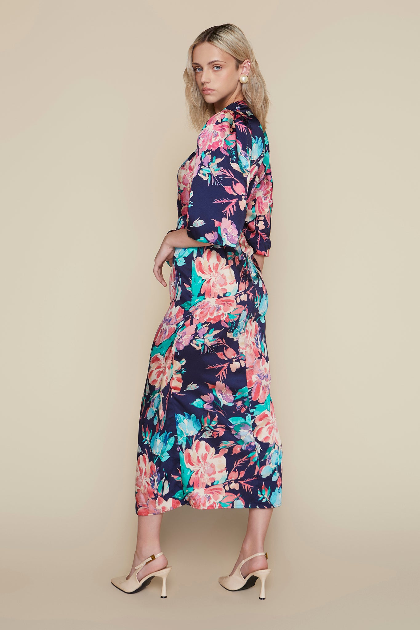 Boyne Dress in Indigo Garden