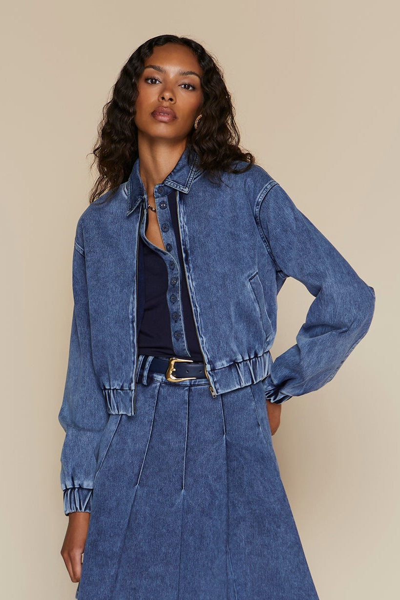 Ebro Bomber in Dark Wash Denim