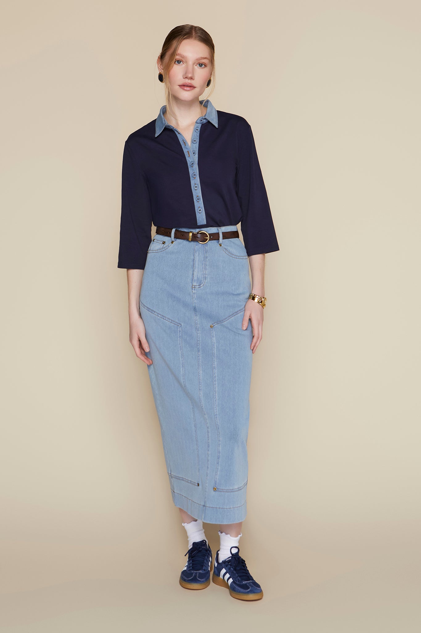 Elba Tee in Navy / Stone Wash Denim