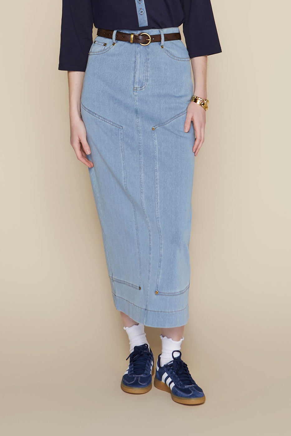 Kama Skirt in Stone Wash Denim