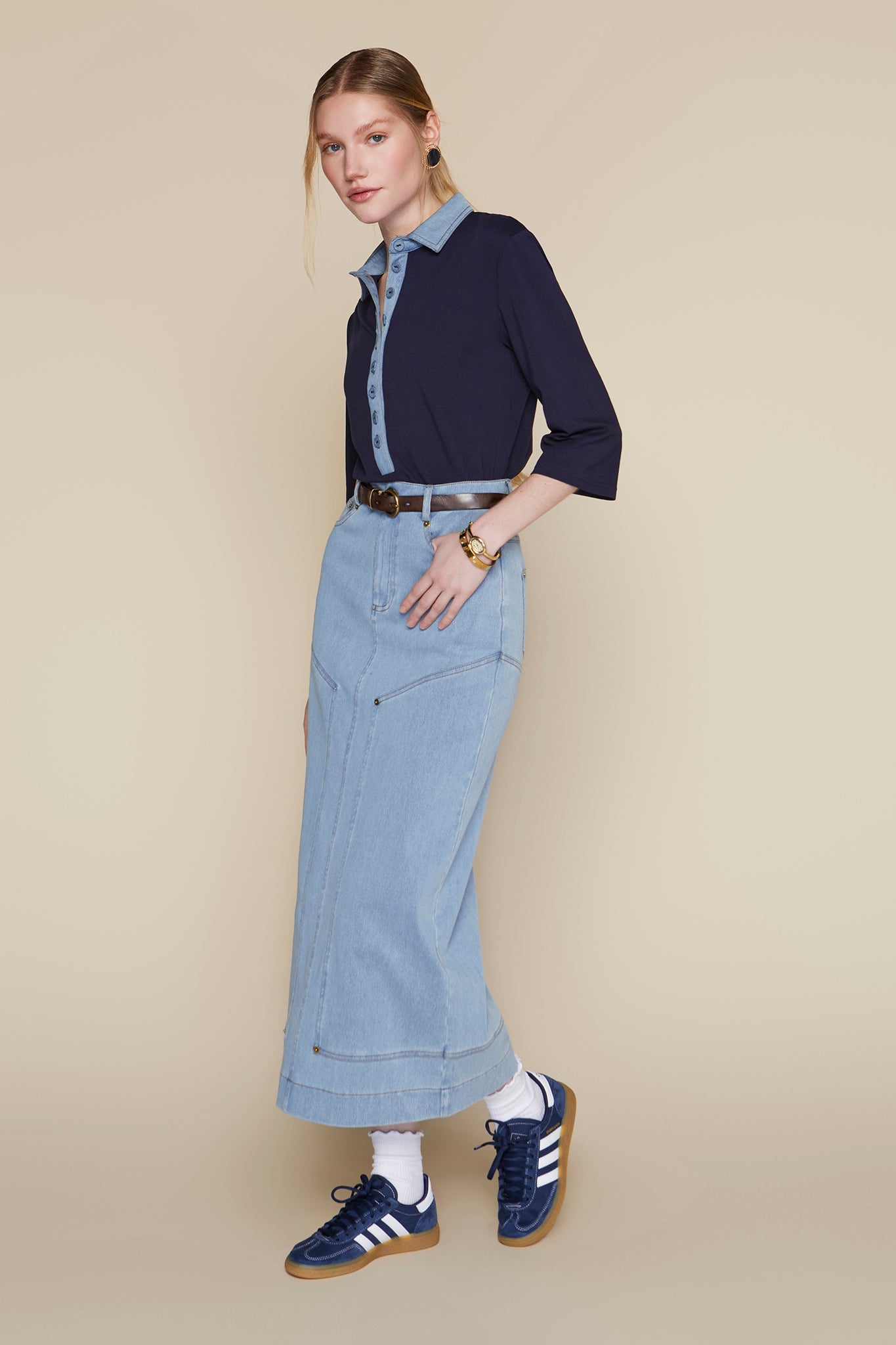 Kama Skirt in Stone Wash Denim