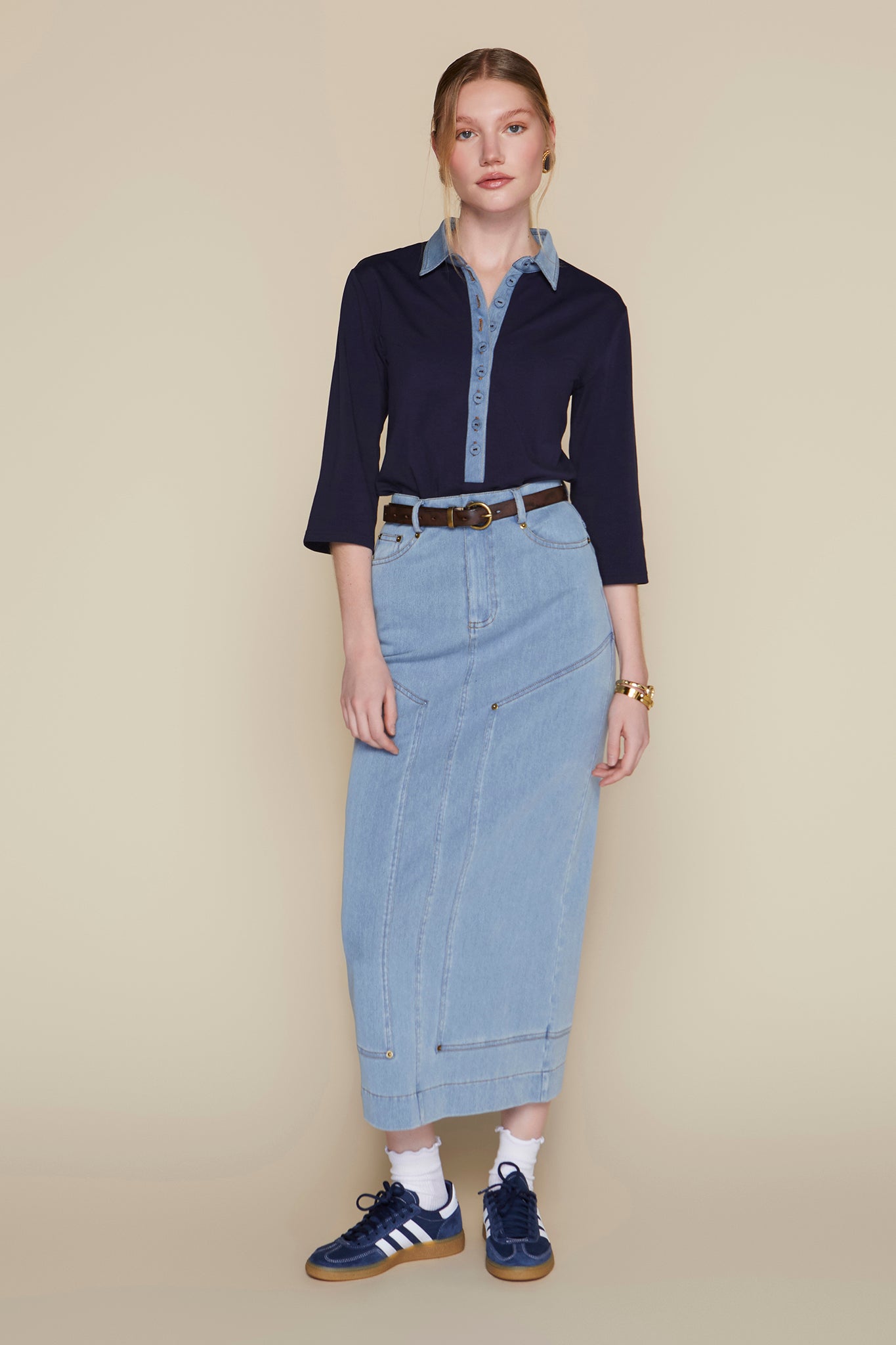 Kama Skirt in Stone Wash Denim