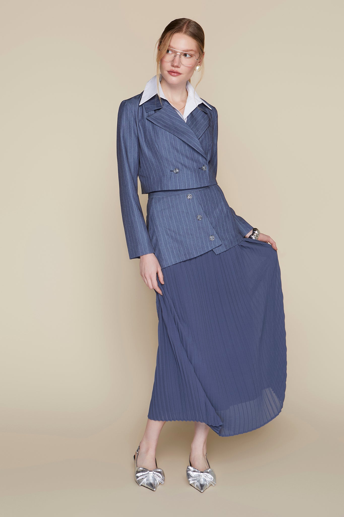 Lanai Blazer in Indigo Pinstripe