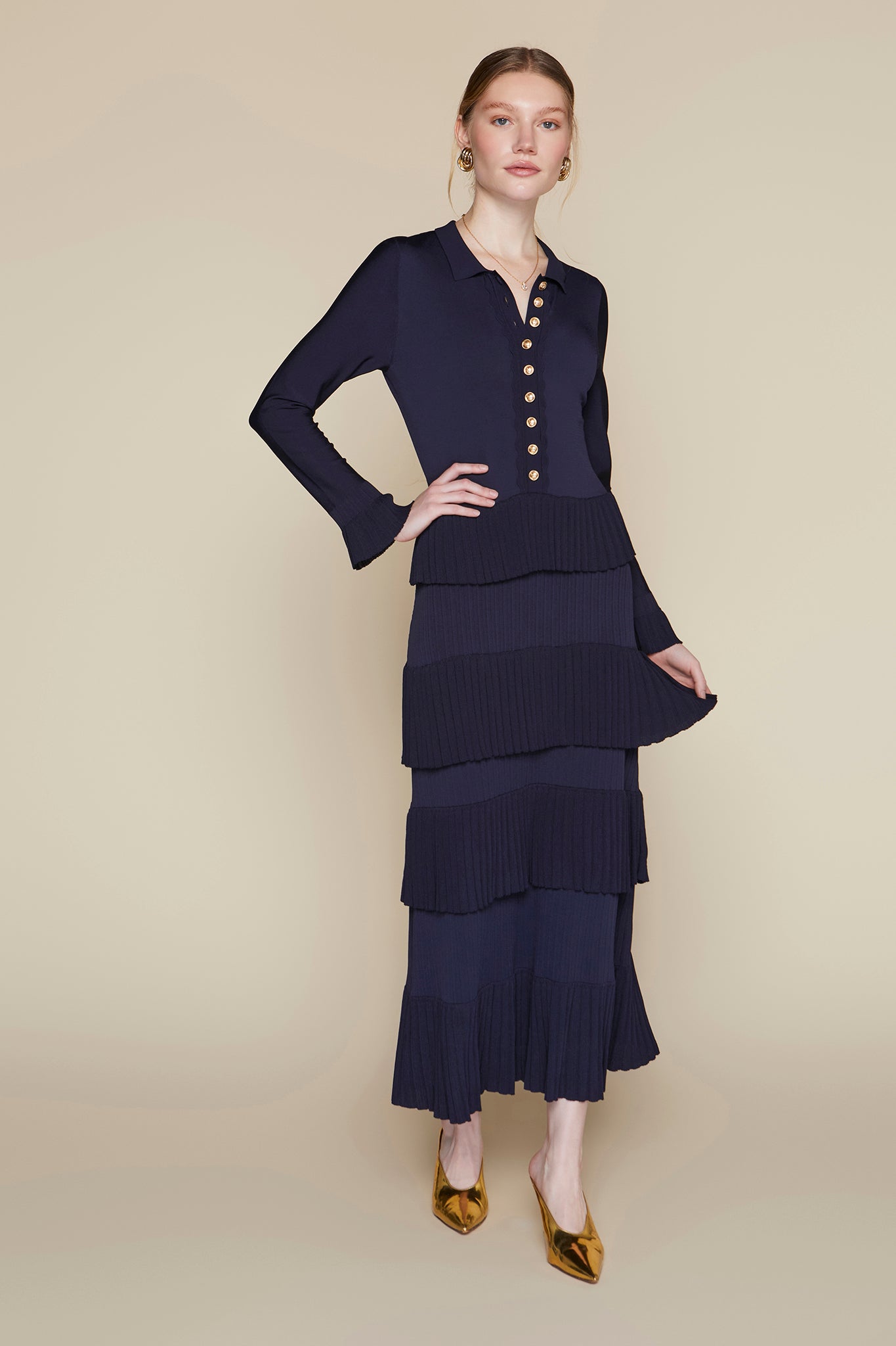 Lena Dress in Deep Indigo Navy