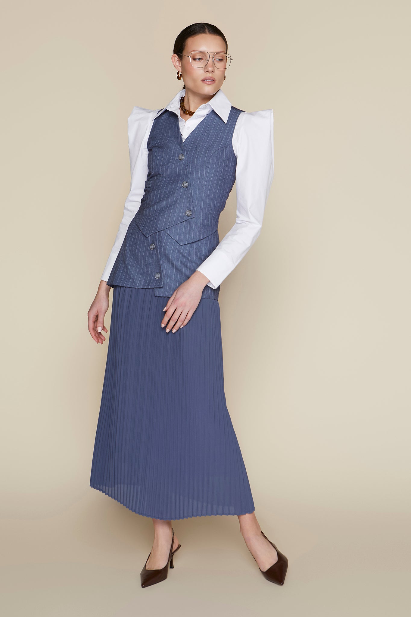Lanai Skirt in Indigo Pinstripe