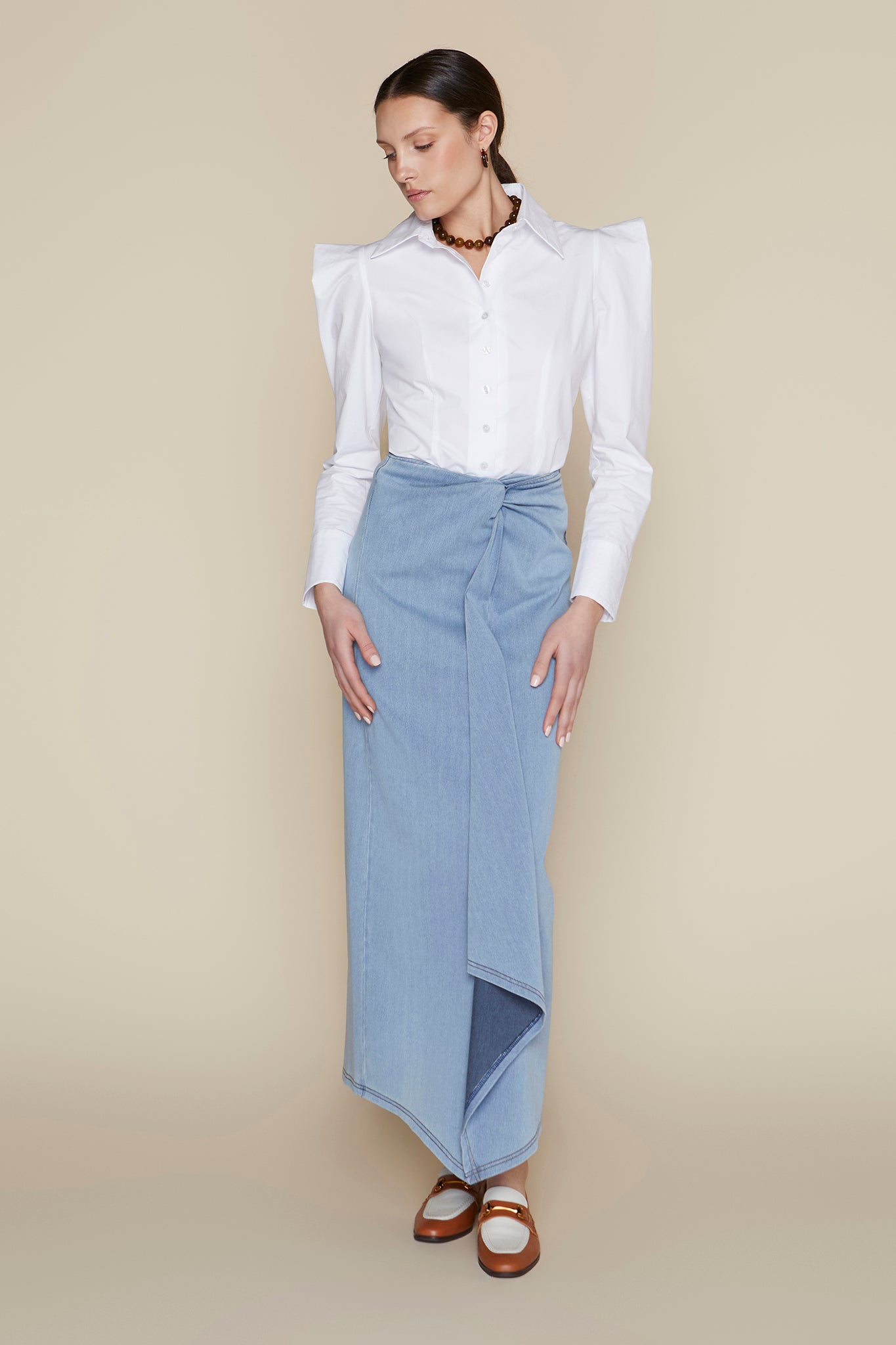 Vendôme Skirt in Stone Wash Denim