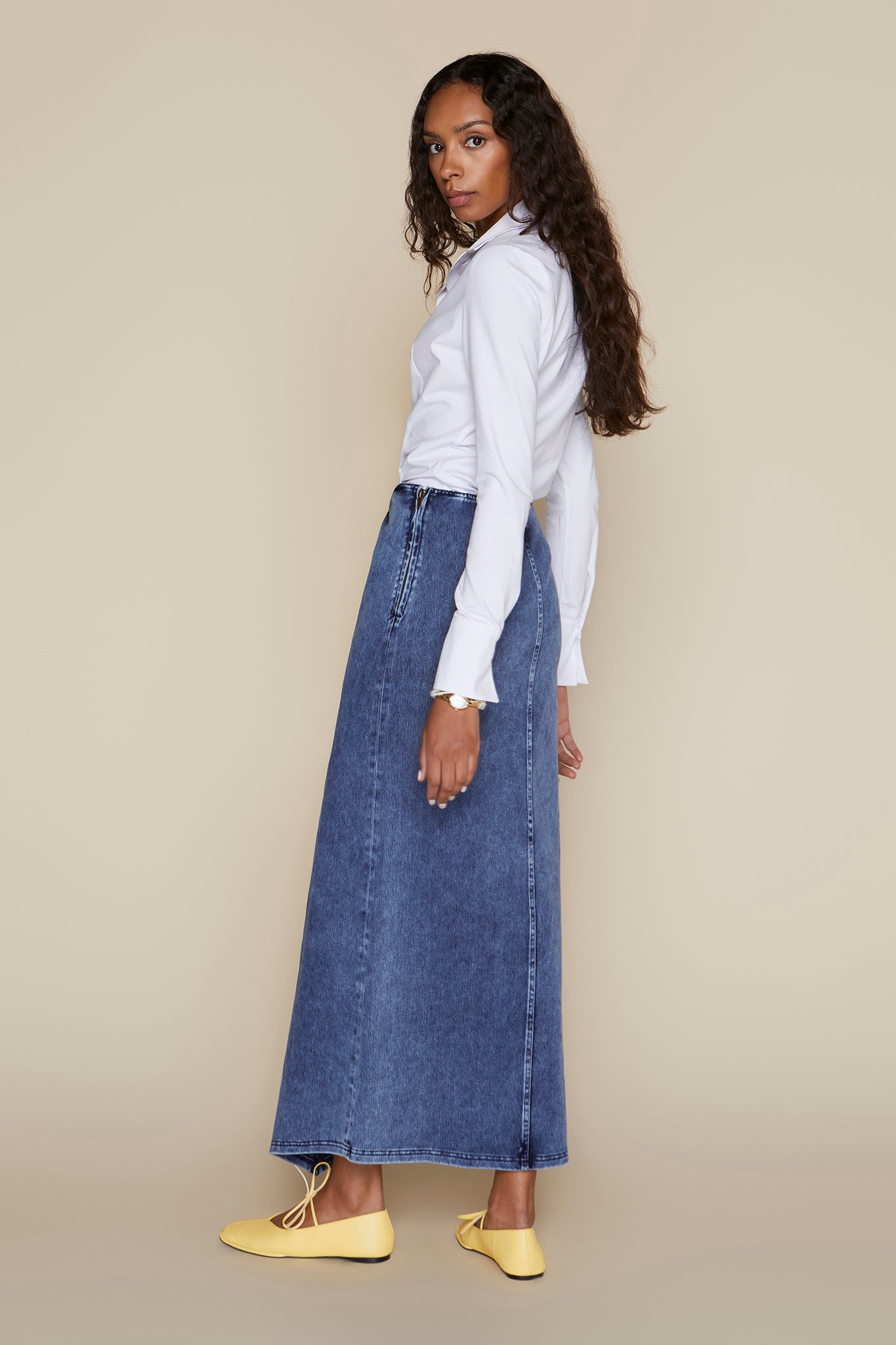 Vendôme Skirt in Dark Wash Denim