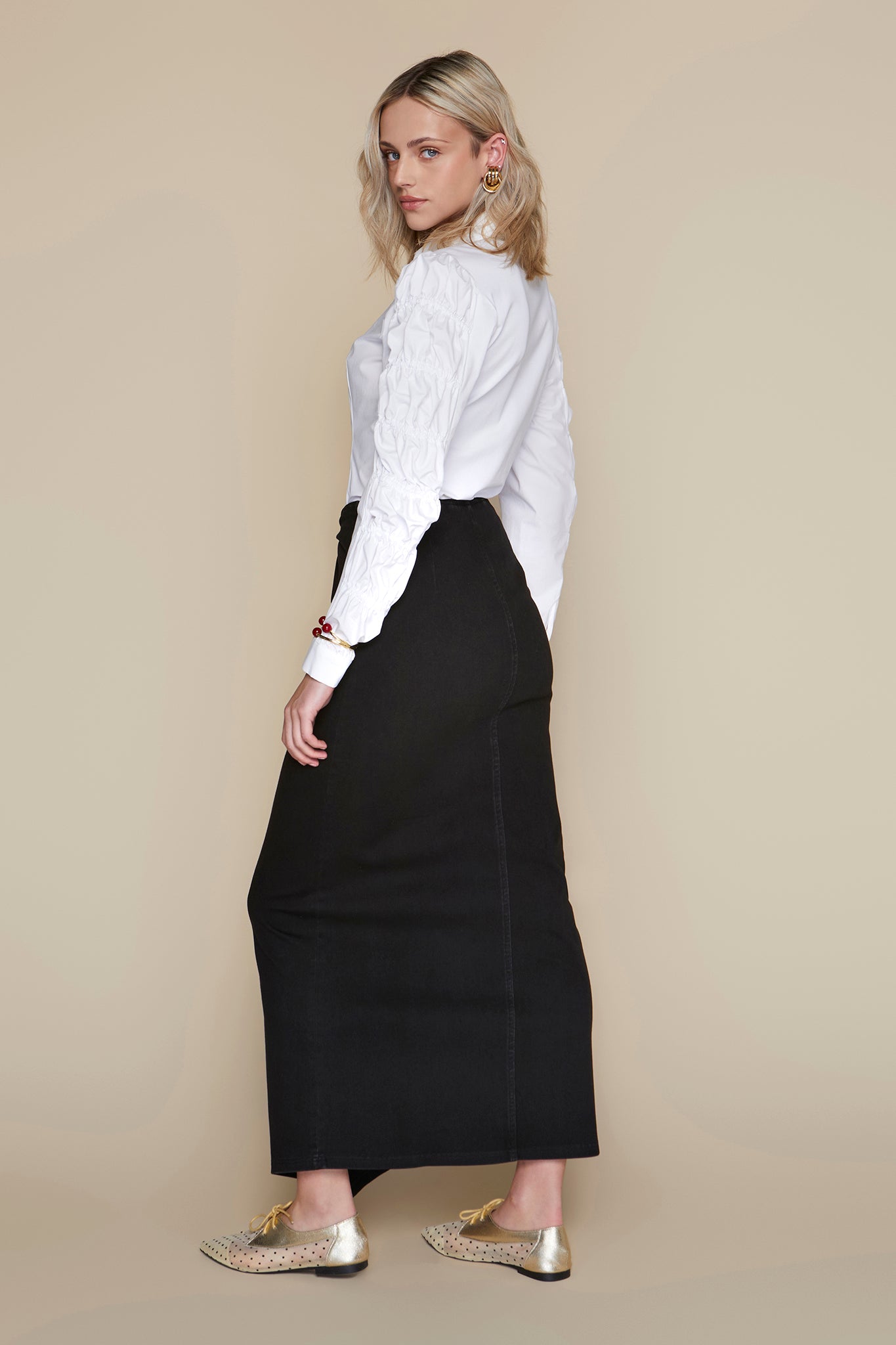 Vendôme Skirt in Black Denim