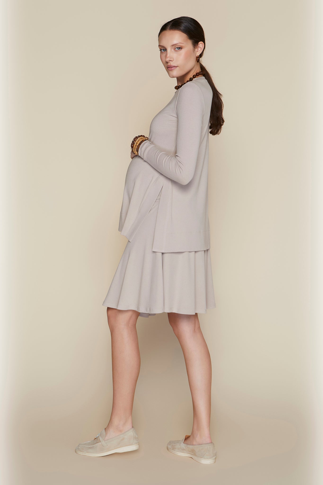 Amethyst Maternity Skirt in Bone