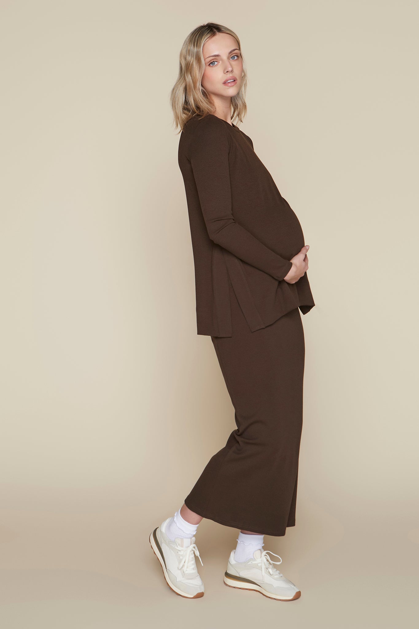 Sapphire Maternity Skirt in Rustic Brown