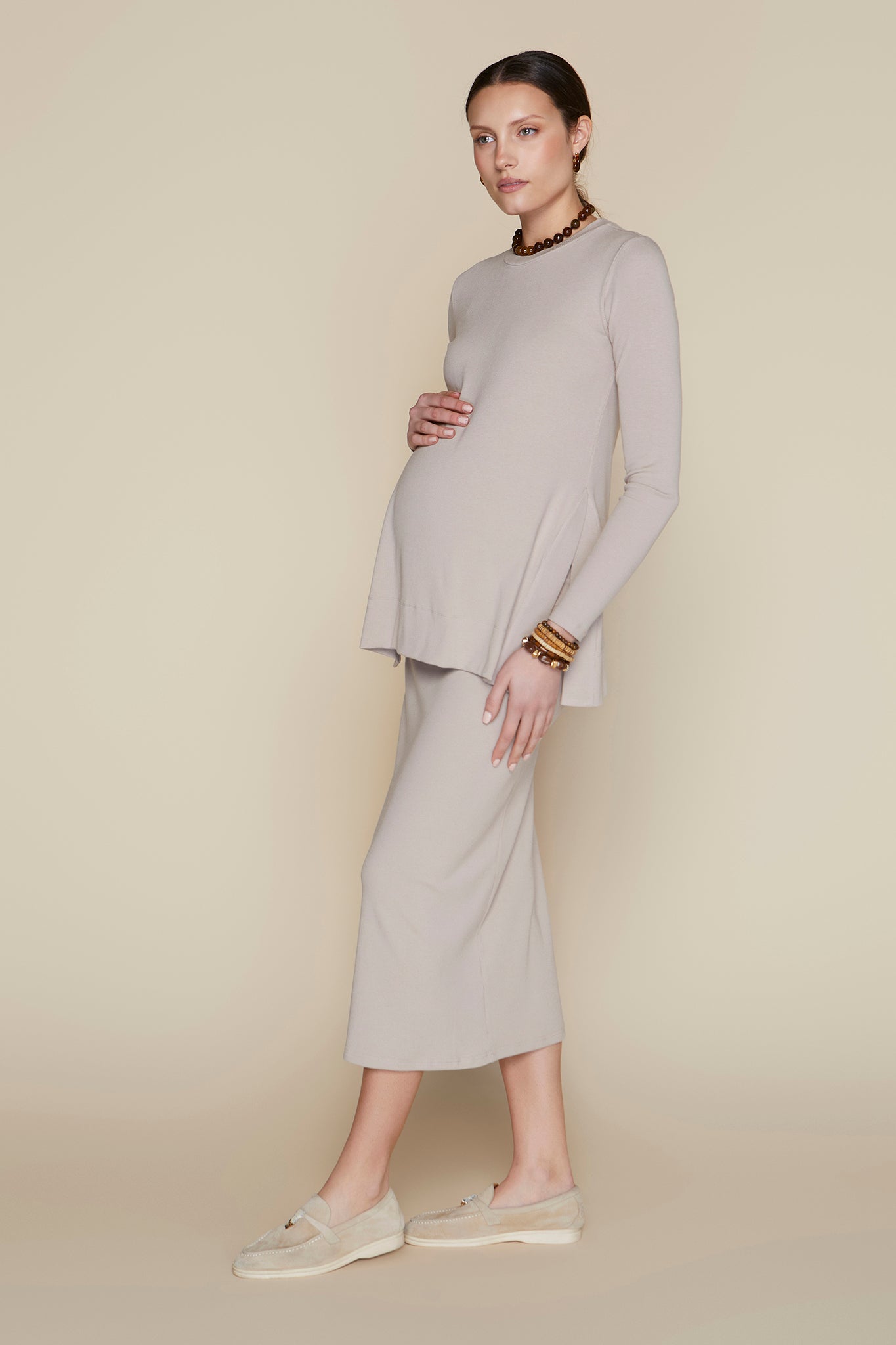 Sapphire Maternity Skirt in Bone