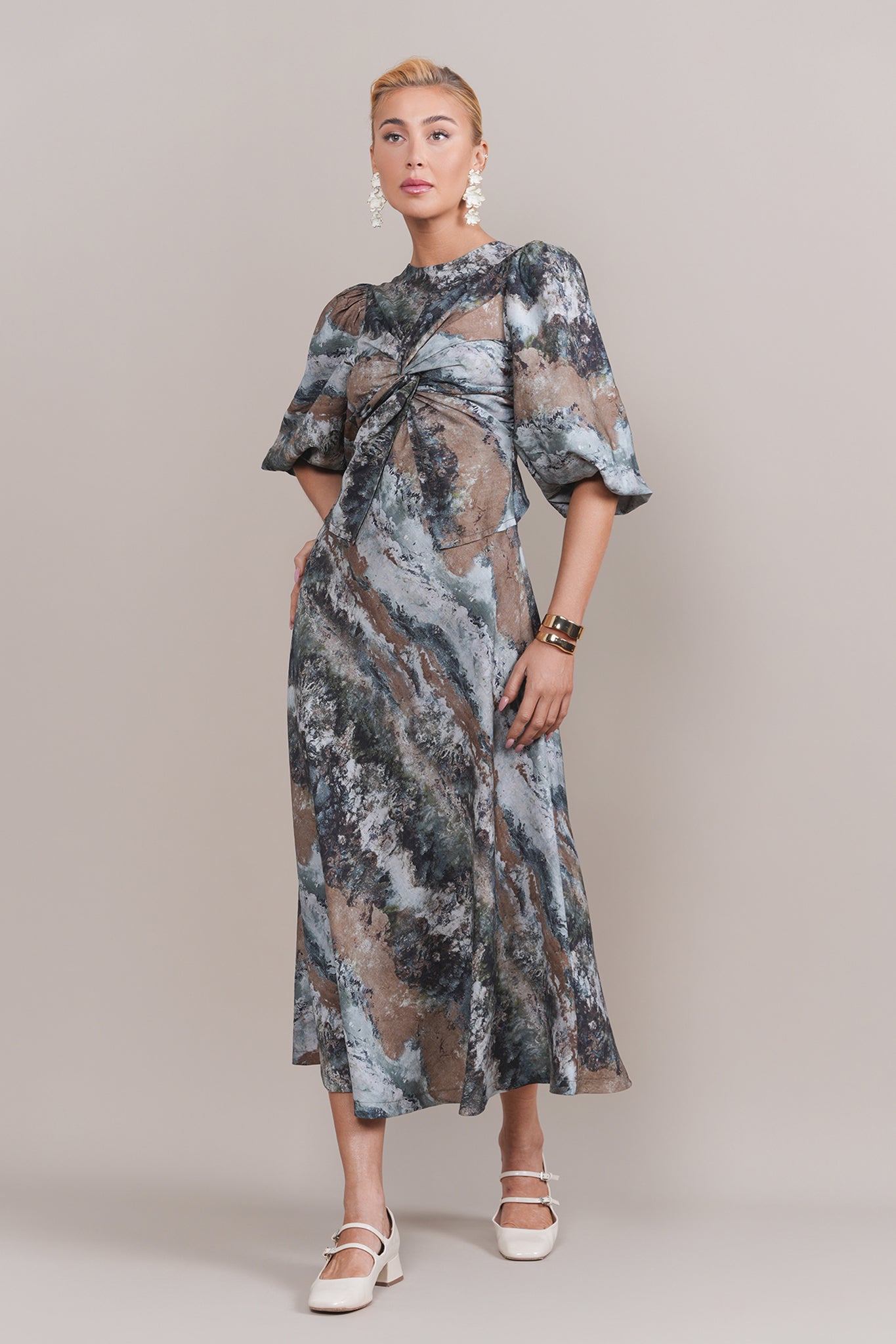 Maren Dress in Marble Print