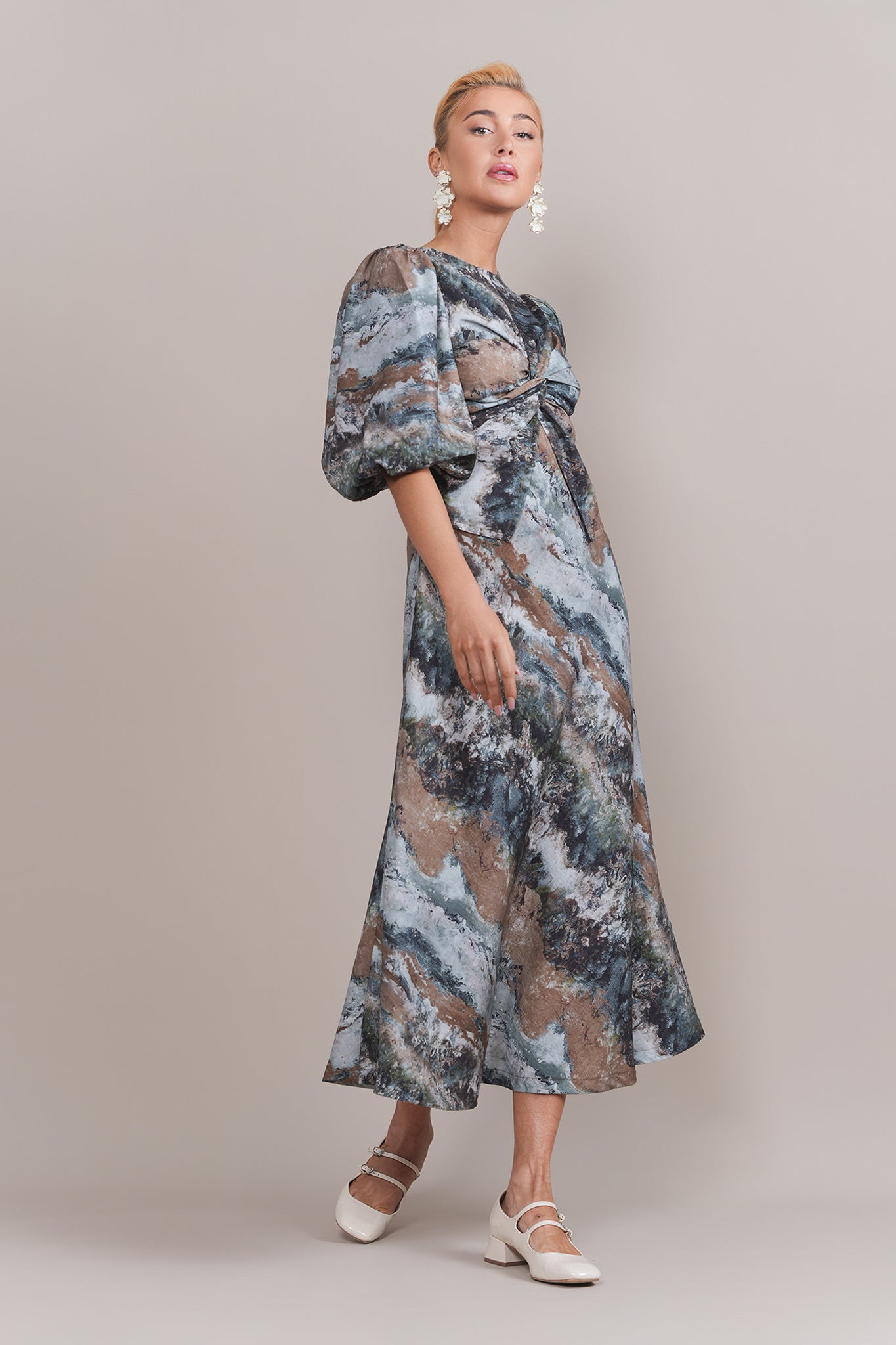 Maren Dress in Marble Print