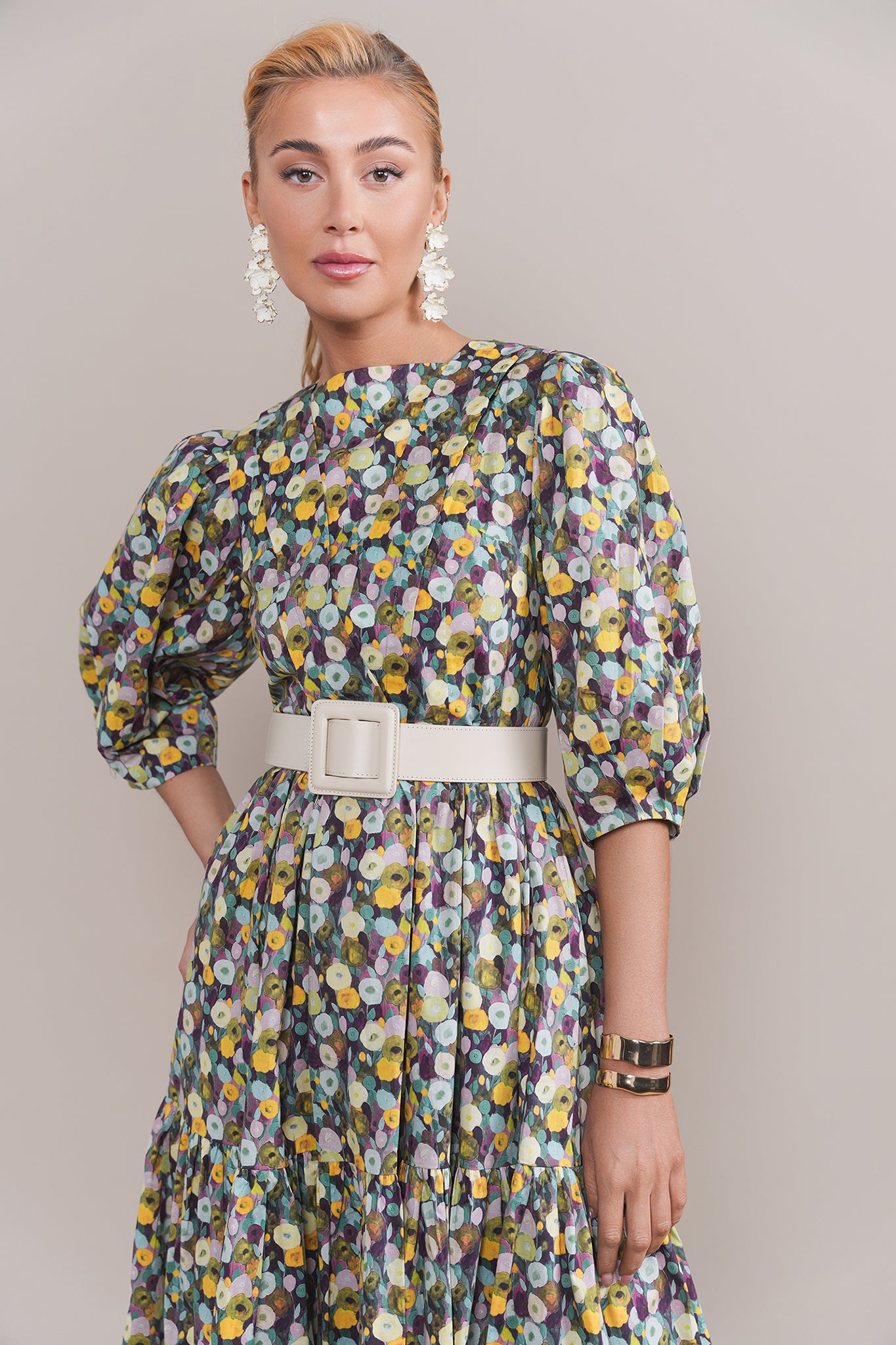 Ellie Convertible Dress in Yellow Mix Floral