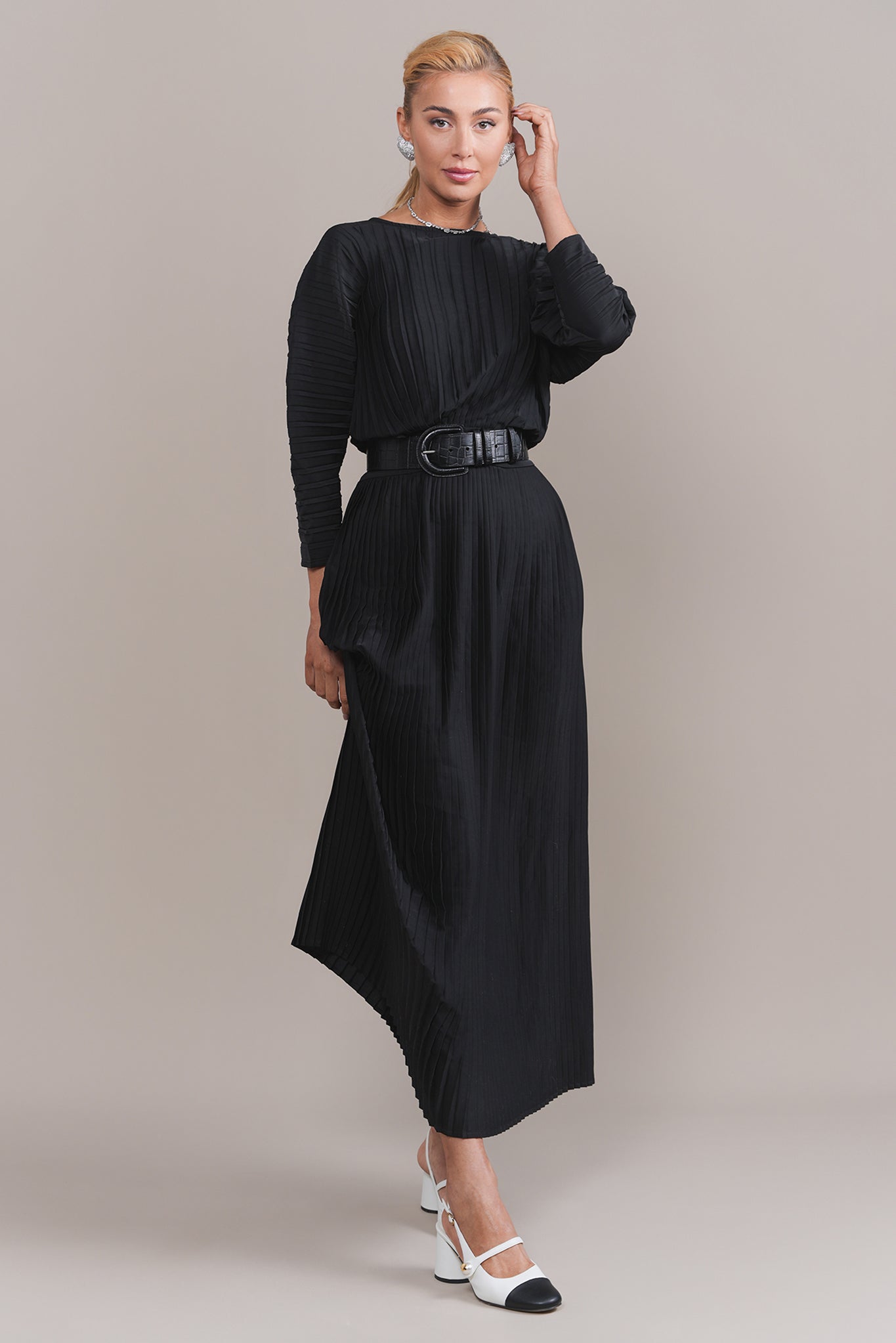 Legato Belt in Croc Effect Black