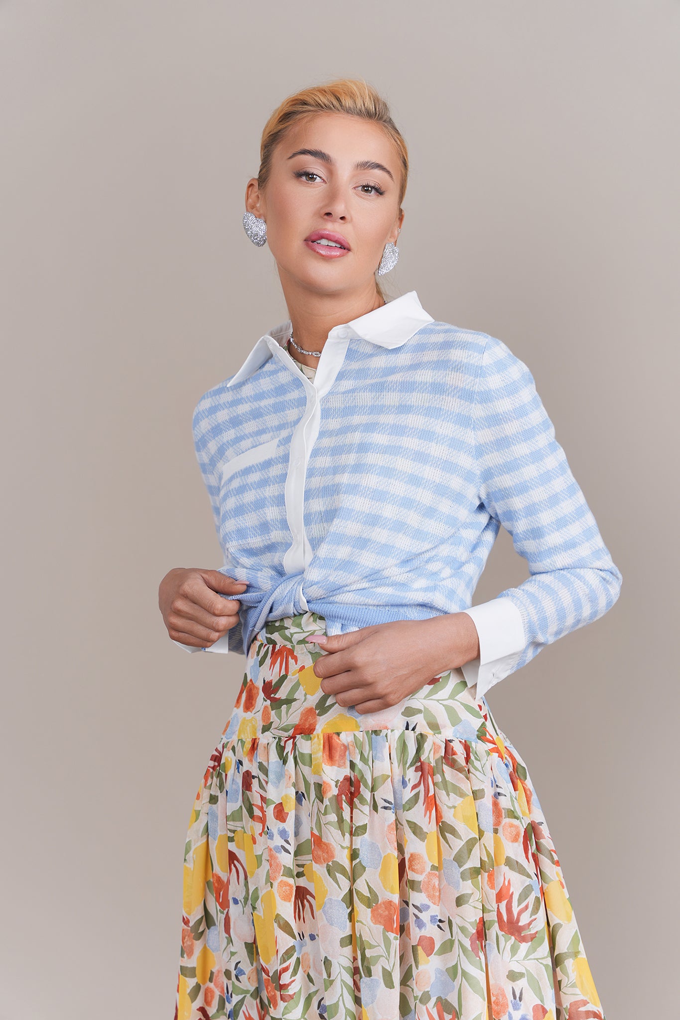 Riviera Blouse in Blue/White